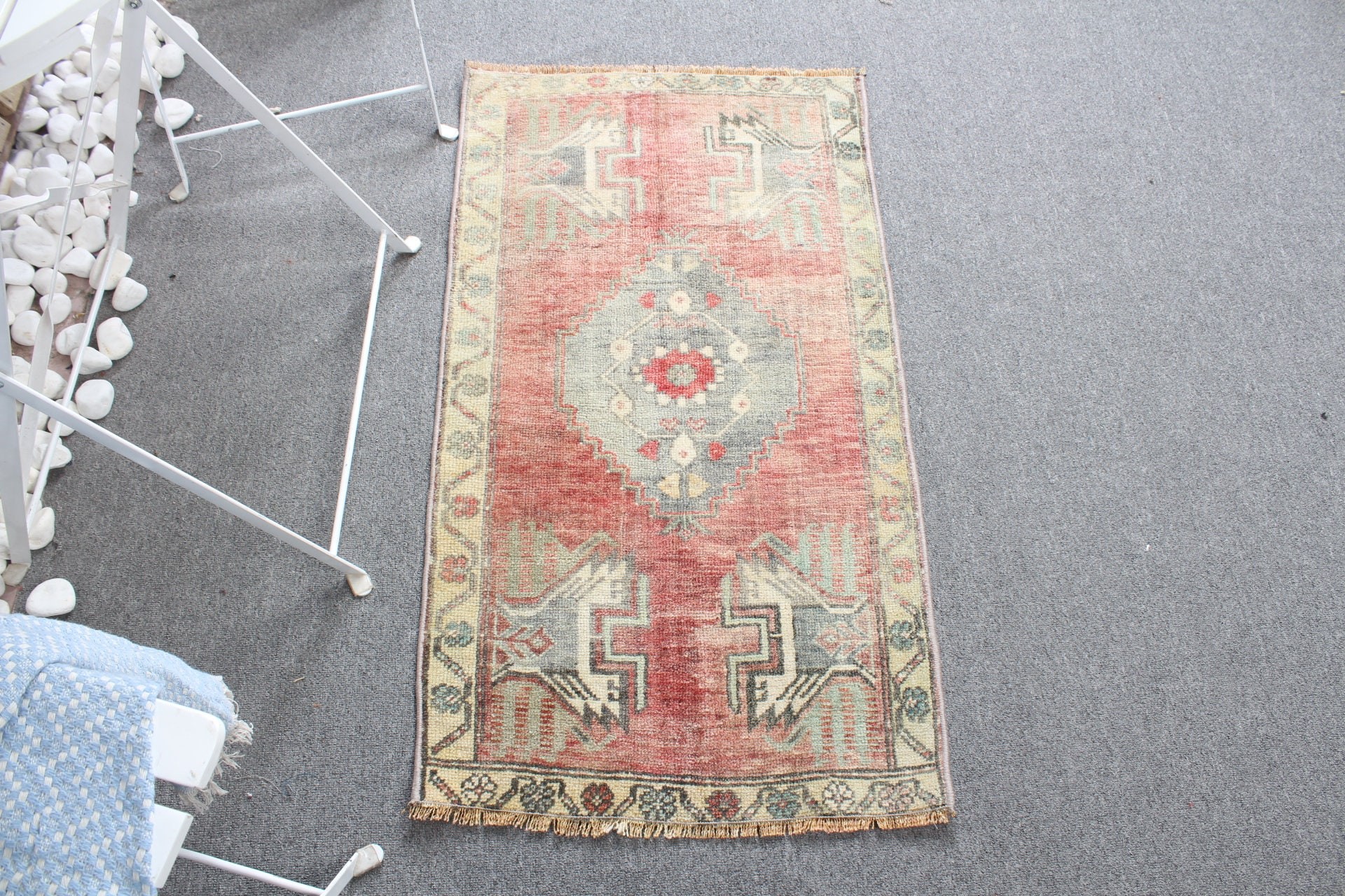 1.7x3.3 ft Small Rug, Rugs for Entry, Turkish Rug, Entry Rug, Vintage Rugs, Oriental Rug, Kitchen Rug, Red Oriental Rug