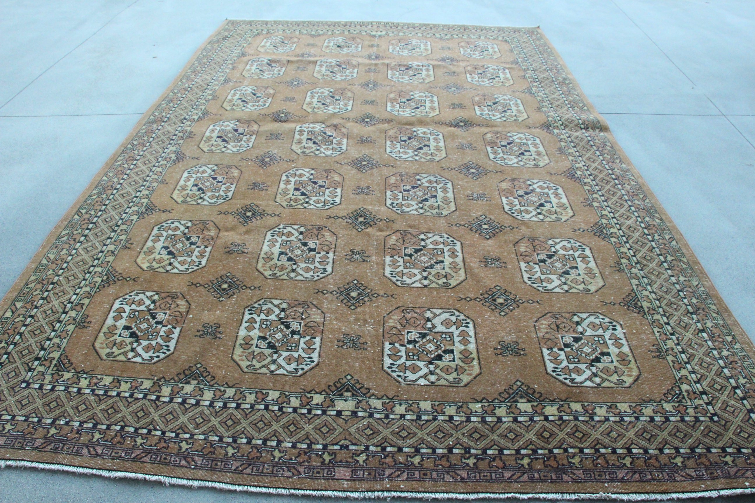 Yemek Odası Halıları, Bej Lüks Halı, Salon Halısı, 7.7x11.5 ft Büyük Boy Halı, Türk Halısı, Salon Halıları, Yün Halılar, Lüks Halılar, Vintage Halı