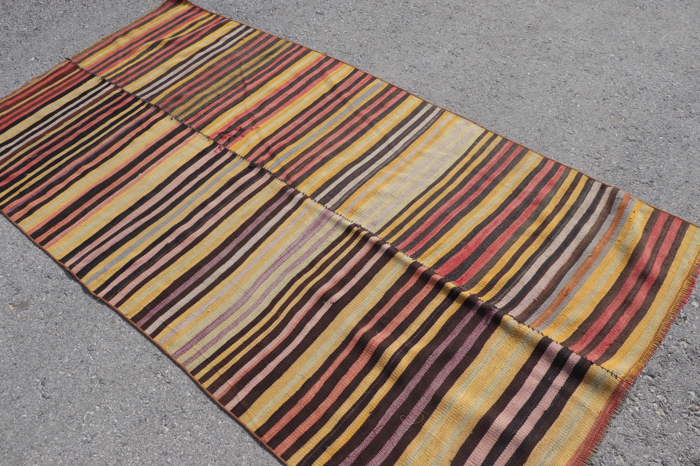 Yemek odası Kilim, 120x233 cm Oturma odası Kilim, Türk Kilim, Oturma odası Kilim, Yemek odası Kilim, Sarı Antik Kilim, Anadolu Kilim