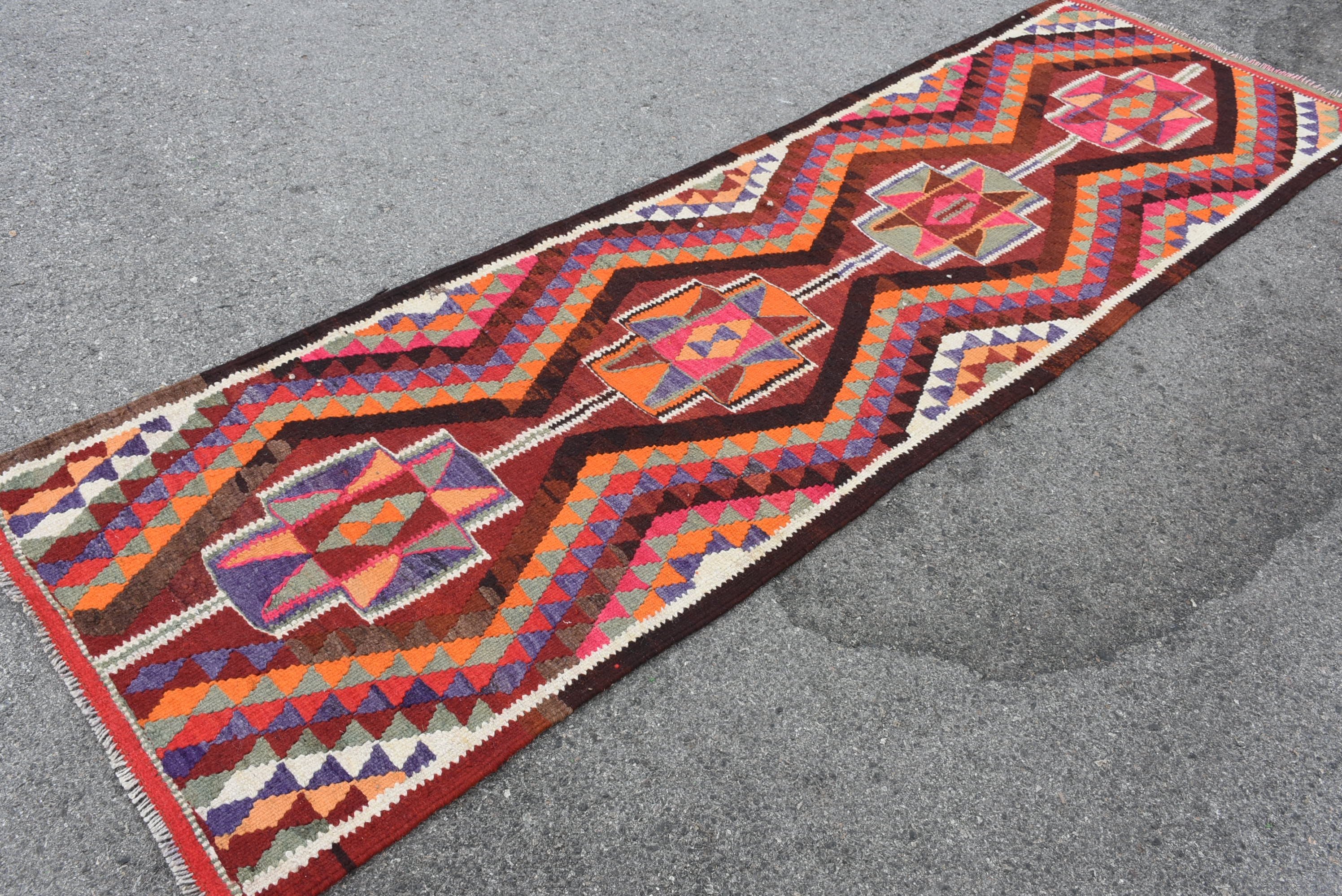Orange Oushak Rugs, Stair Rugs, Home Decor Rug, Rugs for Kitchen, Turkish Rugs, Vintage Rug, 3x9.9 ft Runner Rug, Floor Rug, Hallway Rug
