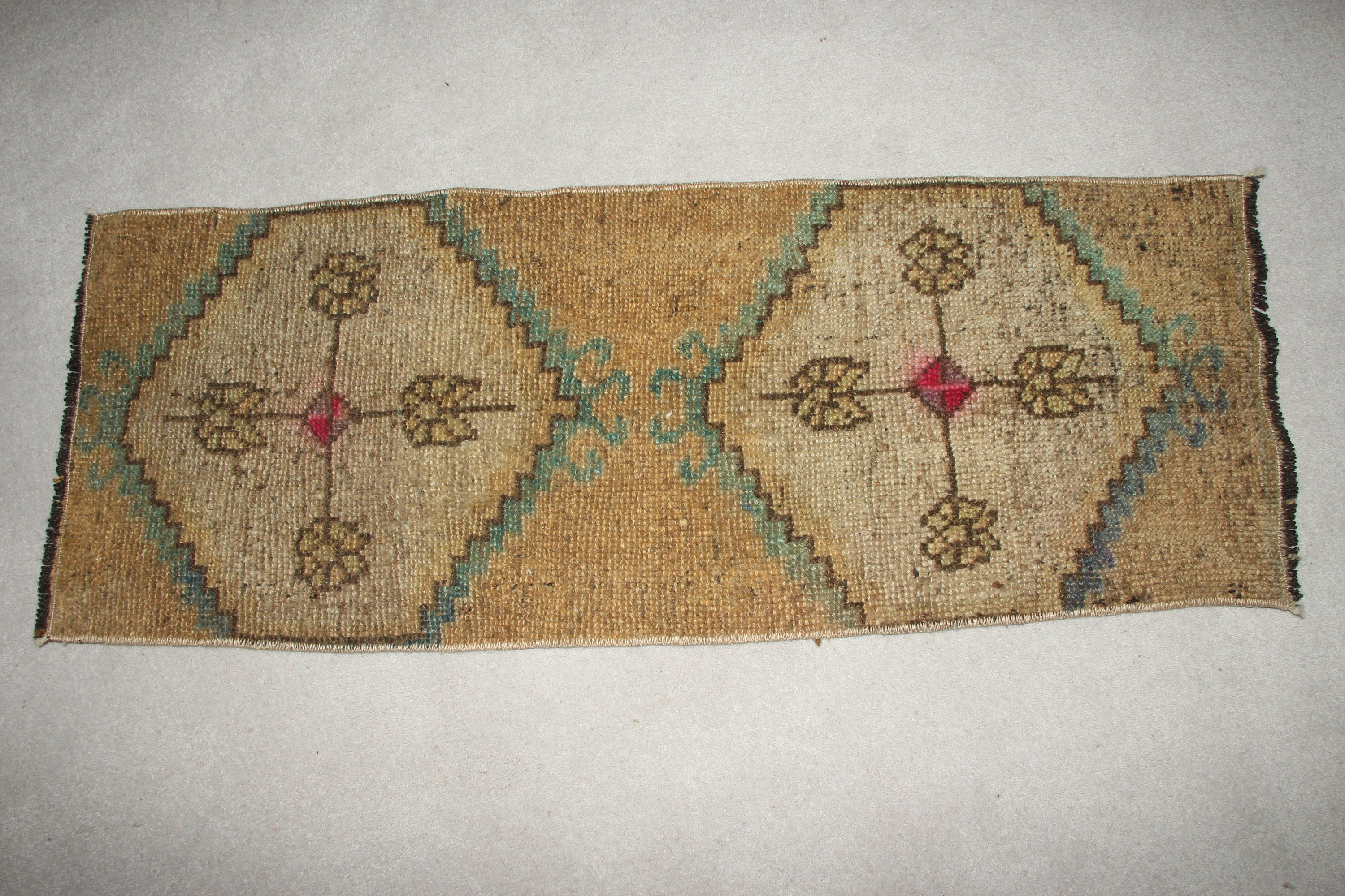 Doğal Halı, Türk Halısı, Araba Paspas Halıları, Ev Dekor Halısı, Kapı Paspas Halısı, Vintage Halı, Oryantal Halı, Bej 1.2x3.1 ft Küçük Halı