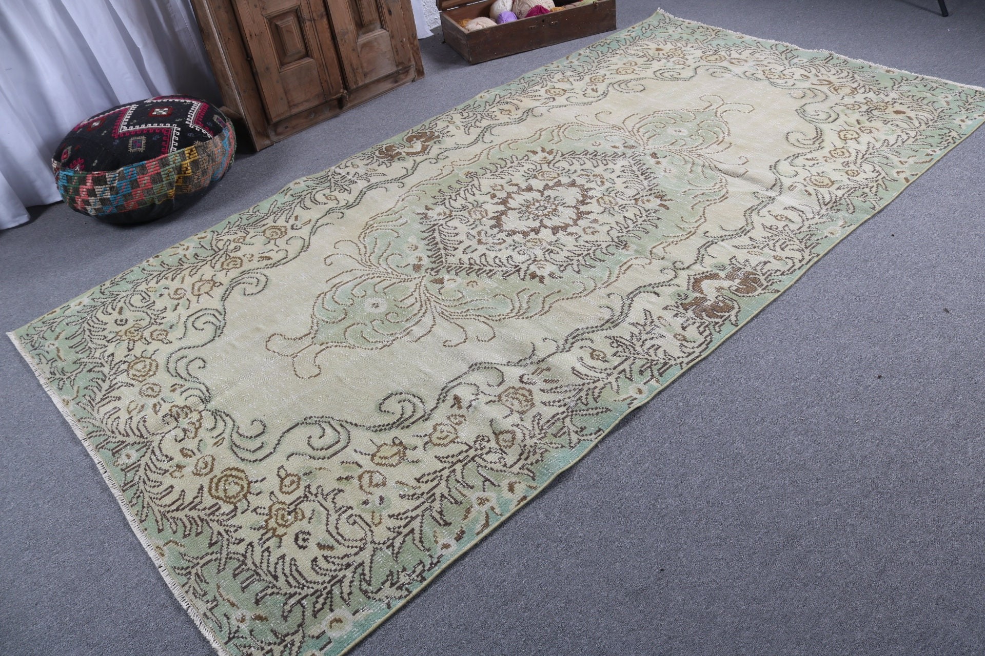 Yeşil Anadolu Halıları, Yatak Odası Halıları, Yemek Odası Halıları, Büyük Vintage Halılar, Havalı Halılar, Vintage Halı, Türk Halısı, 5.4x10 ft Büyük Halı