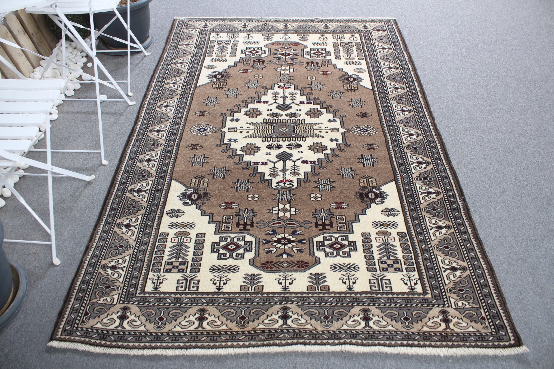 Türk Halısı, Vintage Halılar, Ev Halıları, Çocuk Halıları, Yün Halı, Kahverengi Anadolu Halıları, 4,8x7,2 ft Alan Halısı, Yatak Odası Halıları, Alan Halıları