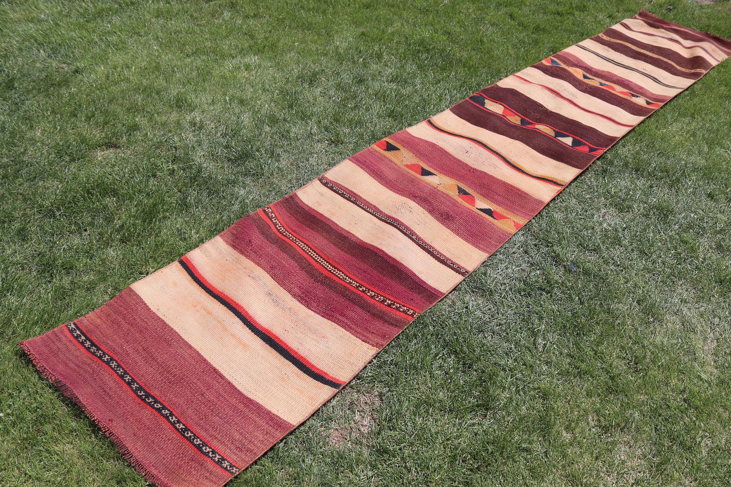 Türk Halıları, Ev Dekorasyonu Halısı, Kilim, Vintage Halı, Vintage Runner Halısı, Nötr Halılar, El Yapımı Halı, 2.1x12.7 ft Runner Halısı, Bej Lüks Halılar