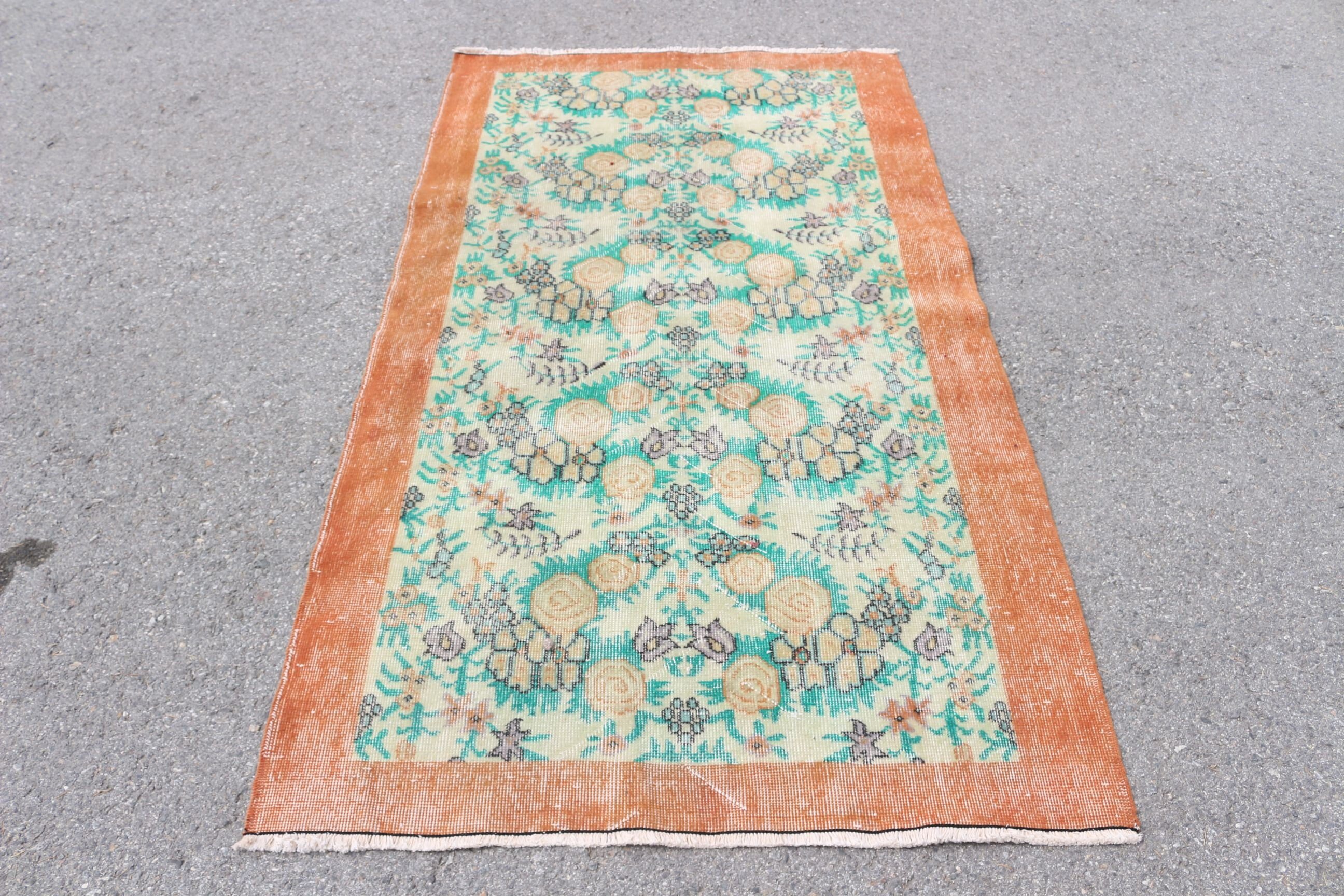 Pastel Rug, Vintage Rug, Turkish Rug, Rugs for Bedroom, Orange Floor Rugs, Moroccan Rugs, 3.7x6.7 ft Area Rugs, Nursery Rug