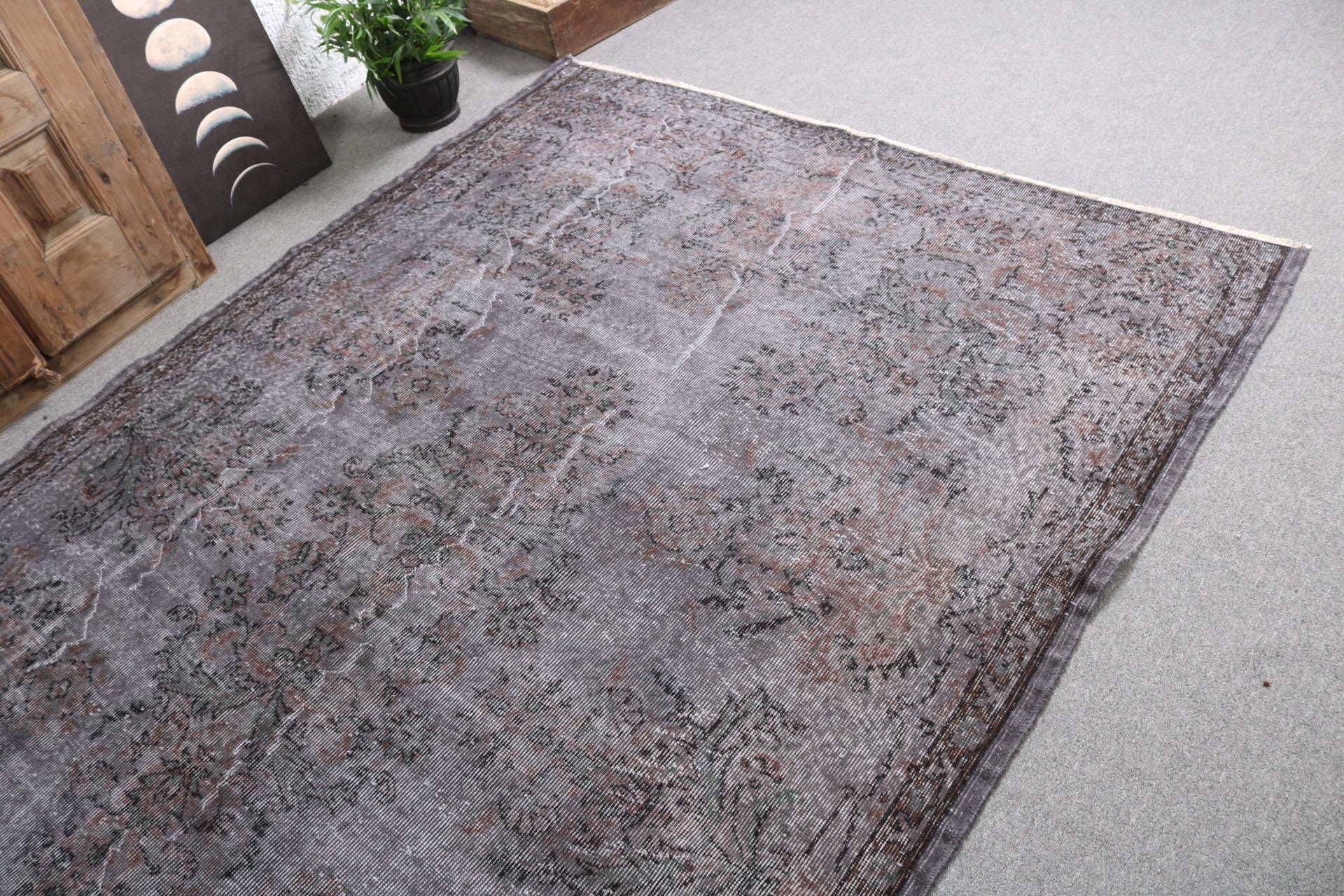 Flatweave Rug, Bedroom Rugs, Gray Flatweave Rugs, Large Vintage Rug, Vintage Rugs, Turkish Rug, 6x9.4 ft Large Rugs, Home Decor Rug