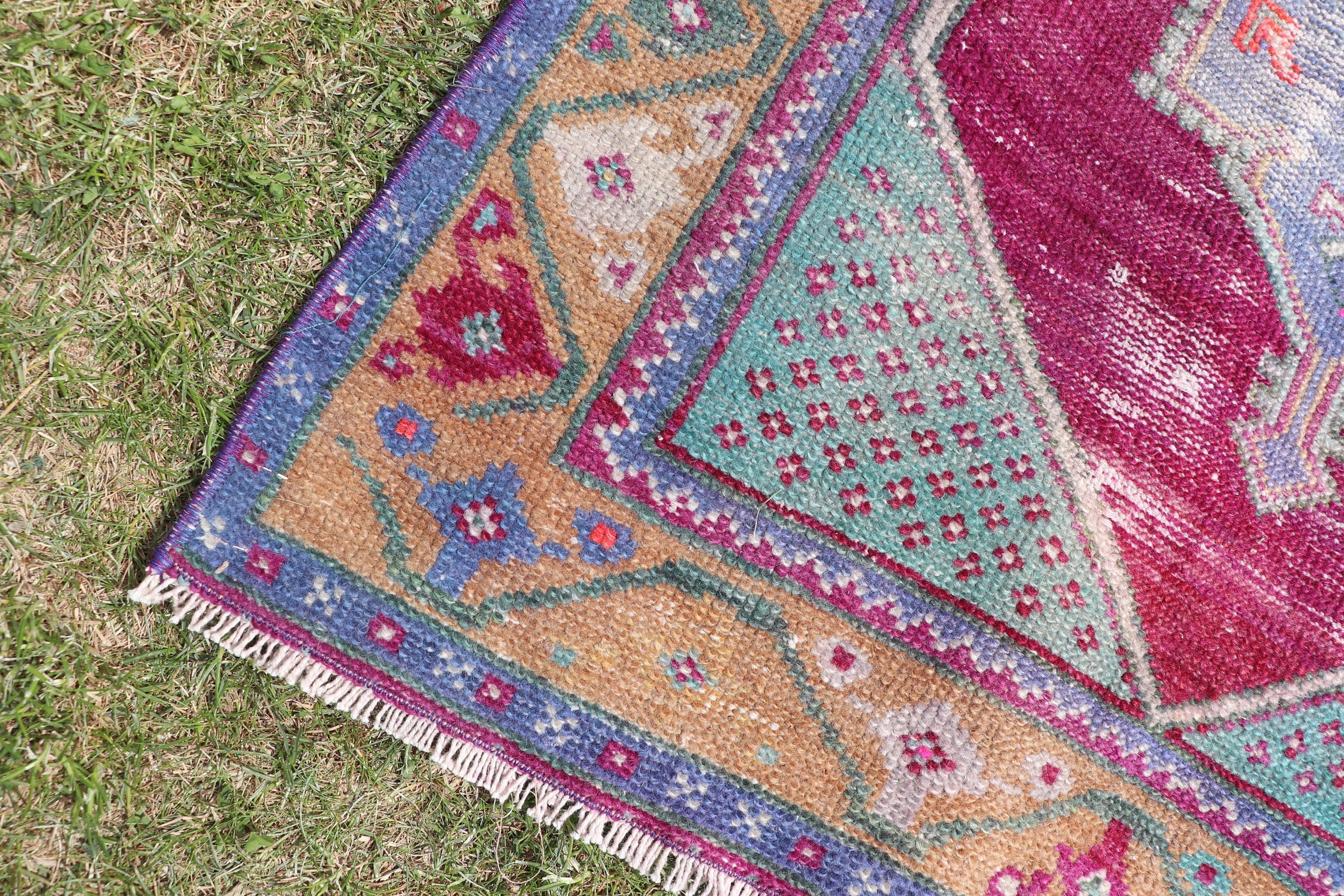 Oryantal Halılar, Uzun Yolluk Halı, Vintage Halı, Mor Oryantal Halı, Yün Halı, Vintage Runner Halıları, Türk Halısı, 2,7x7,4 ft Runner Halıları