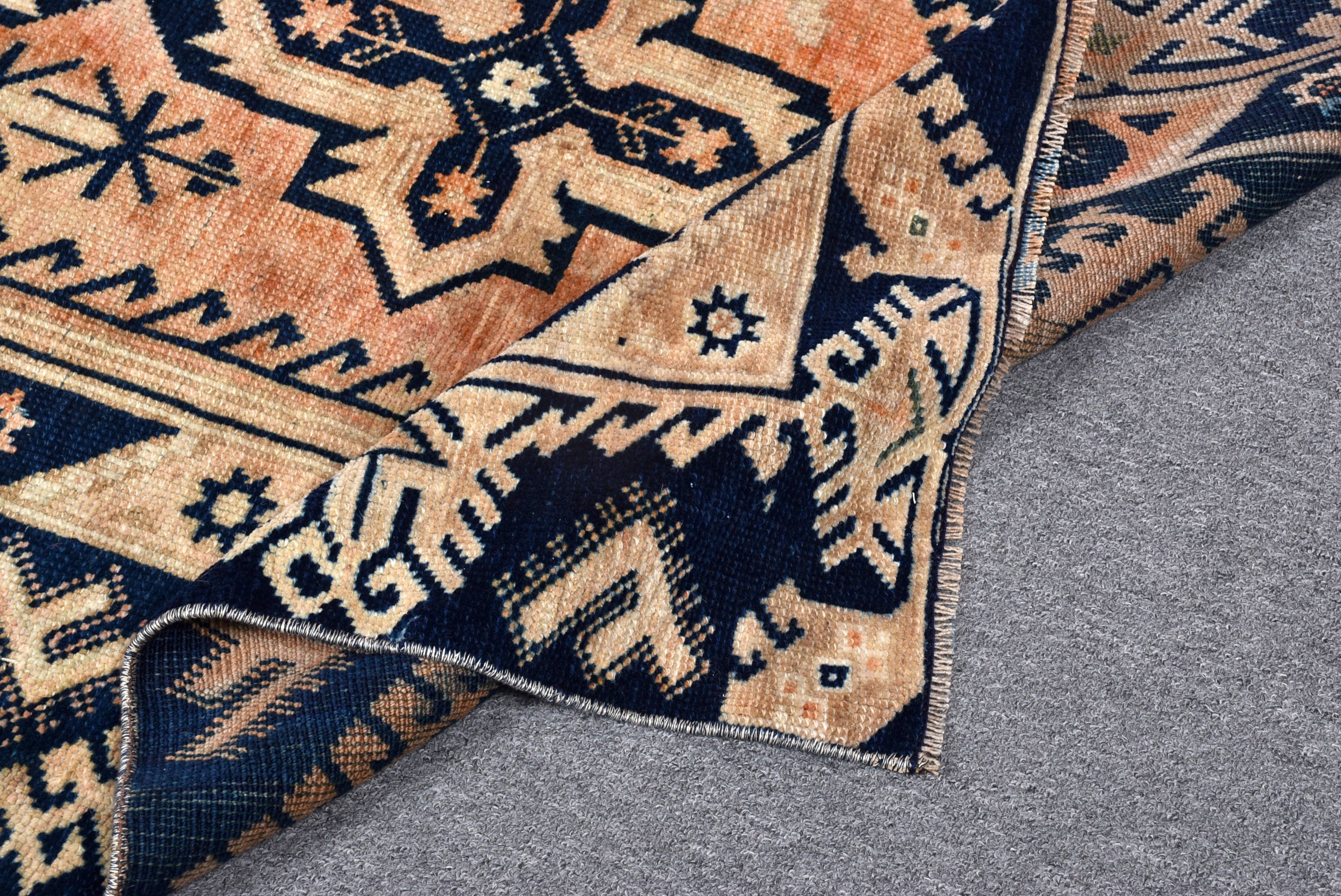 Turuncu Modern Halı, Vintage Halılar, Vintage Vurgulu Halı, Havalı Halı, Mutfak Halıları, Türk Halıları, Geometrik Halı, Boho Halıları, 3,5x6,8 ft Vurgulu Halılar