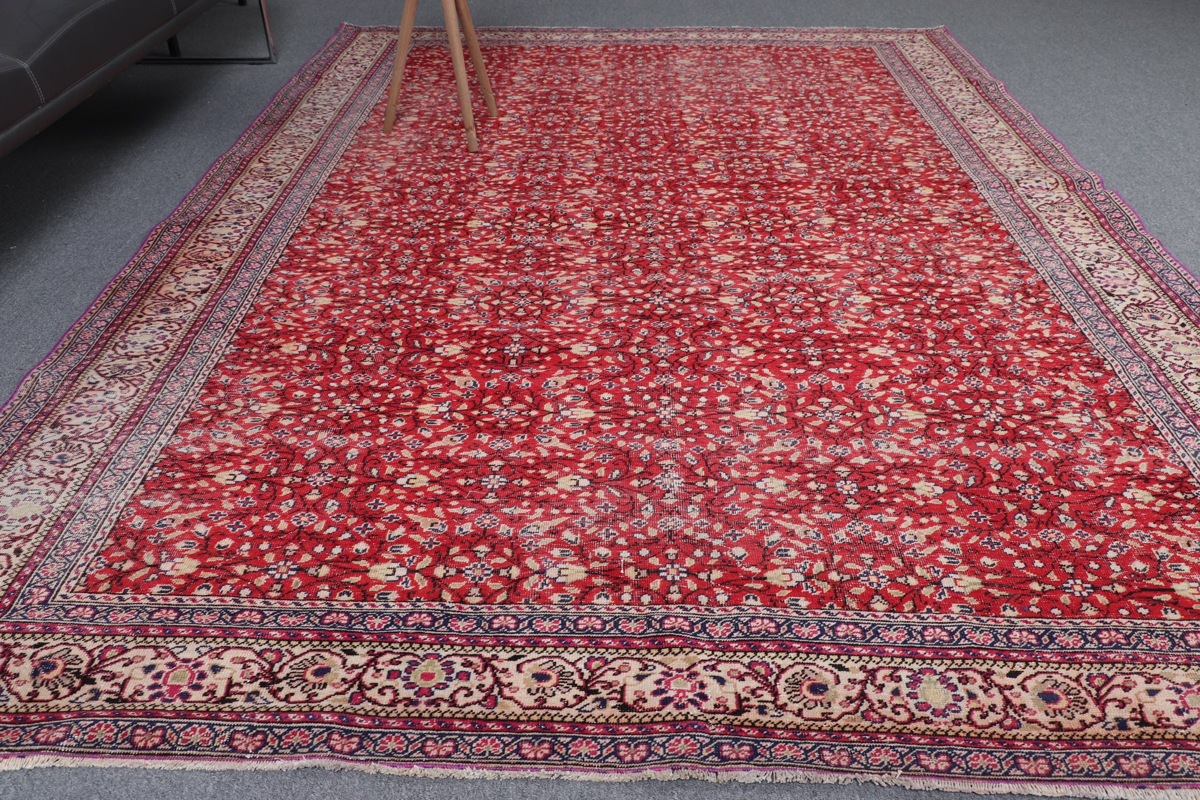 Estetik Halılar, Yatak Odası Halıları, Yemek Odası Halıları, Türk Halısı, Mutfak Halıları, Kırmızı Yün Halı, Vintage Halı, 6.5x9.5 ft Büyük Halı