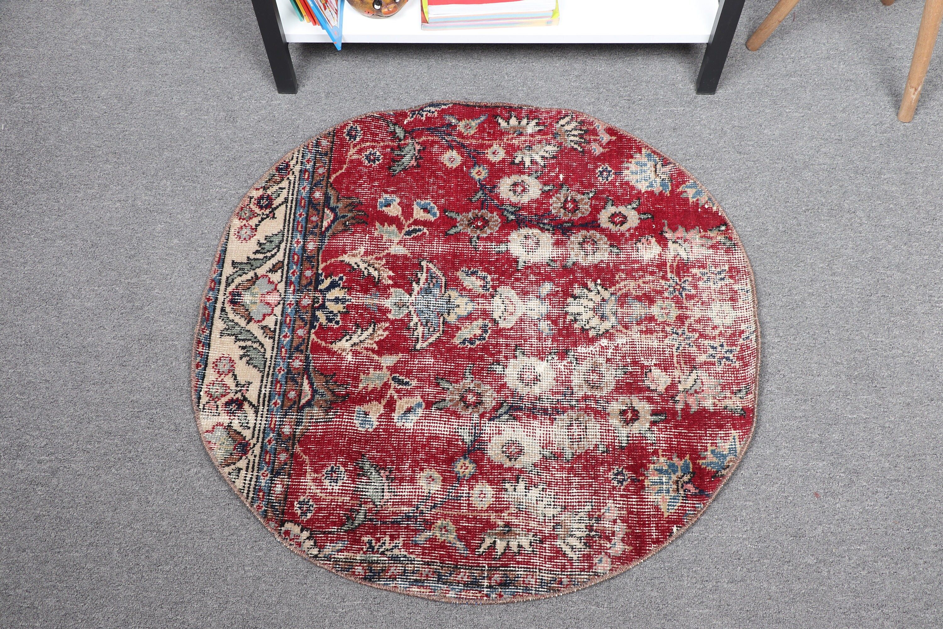 Mutfak Halısı, Yurt Halısı, Türk Halısı, Antika Halı, Vintage Halı, Kırmızı 2,7x2,7 ft Küçük Halılar, Banyo Halısı, Oryantal Halılar, Göçebe Halı