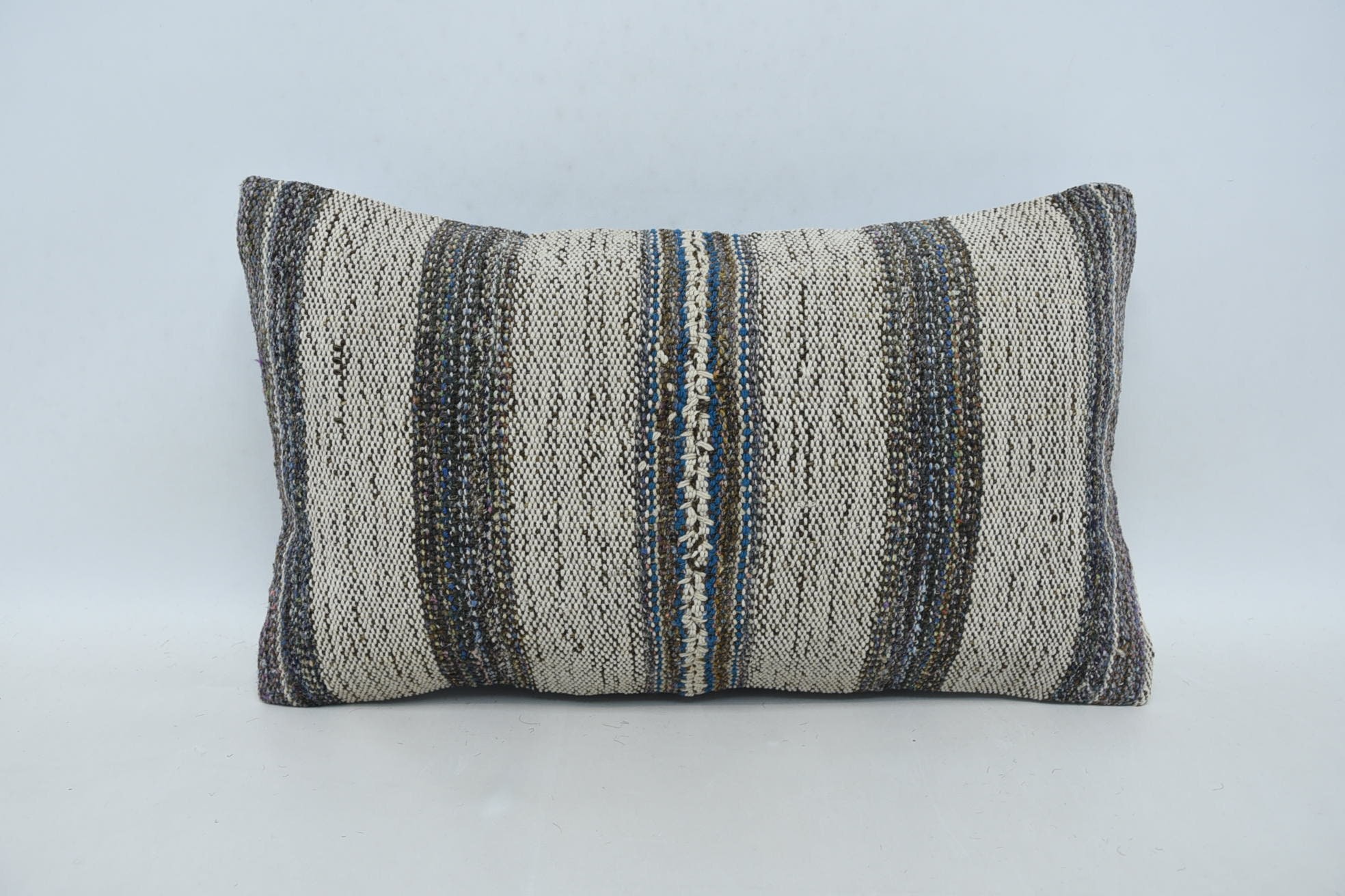 Kilim Cushion Sham, Aztec Pillow, Throw Kilim Pillow, 12"x20" Beige Cushion Case, Sofa Bolster Cushion, Boho Pillow Sham Cover