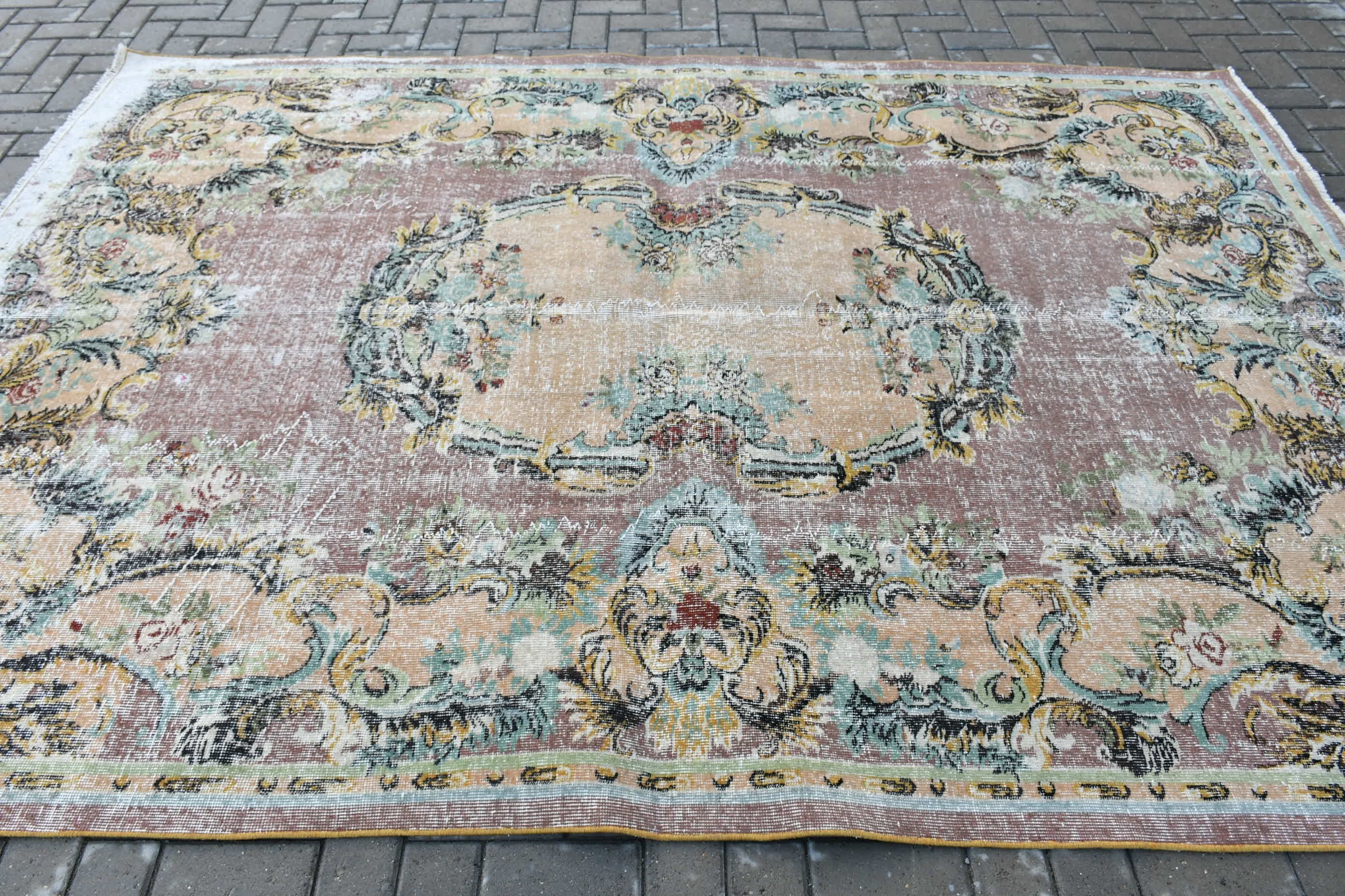 Antique Rugs, Dining Room Rug, 6.9x9.6 ft Large Rug, Living Room Rug, Turkish Rug, Moroccan Rugs, Brown Anatolian Rugs, Vintage Rug