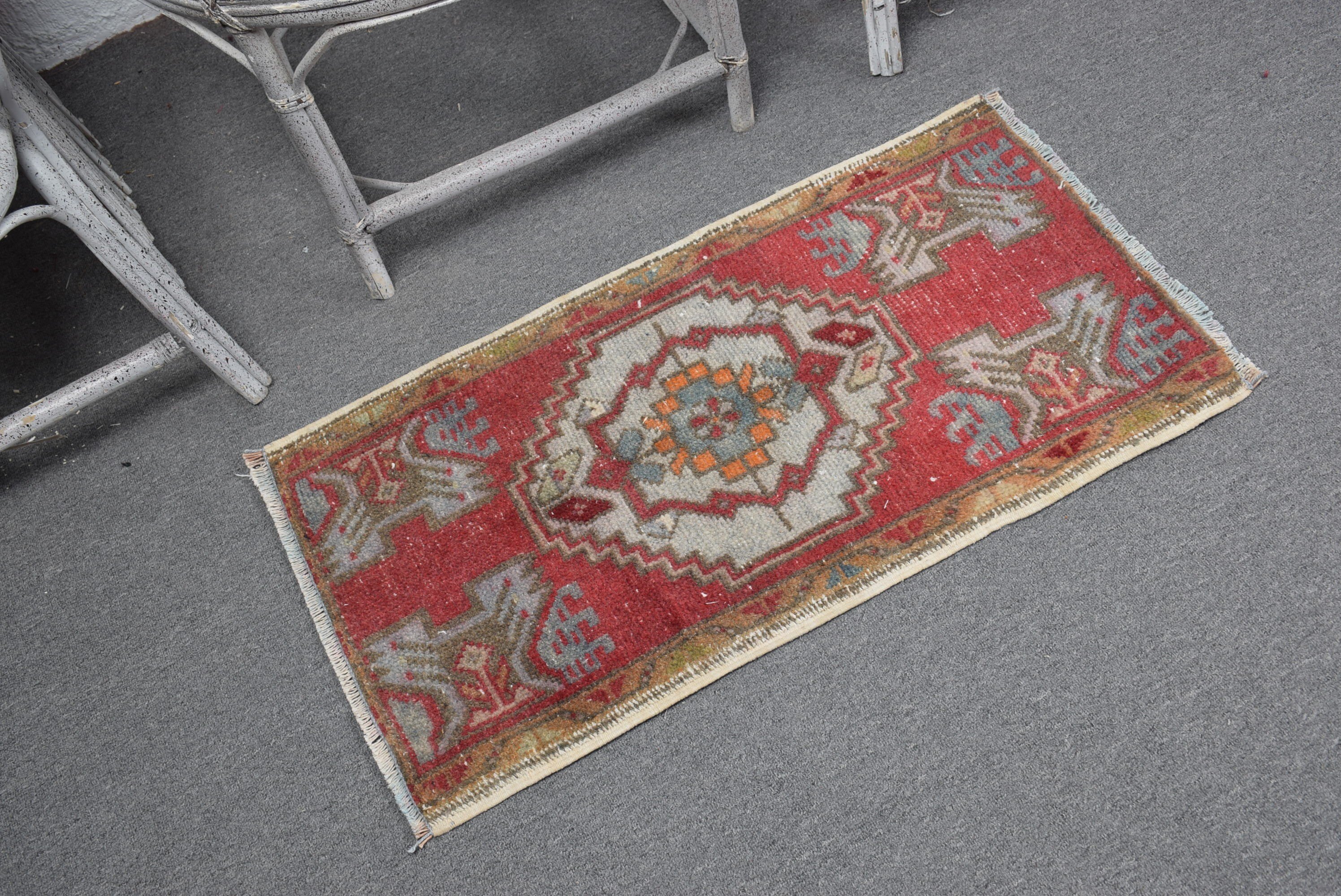 Wall Hanging Rug, Vintage Rugs, Turkish Rug, Car Mat Rug, Antique Rug, Cool Rug, 1.7x3 ft Small Rug, Rugs for Wall Hanging, Red Wool Rug