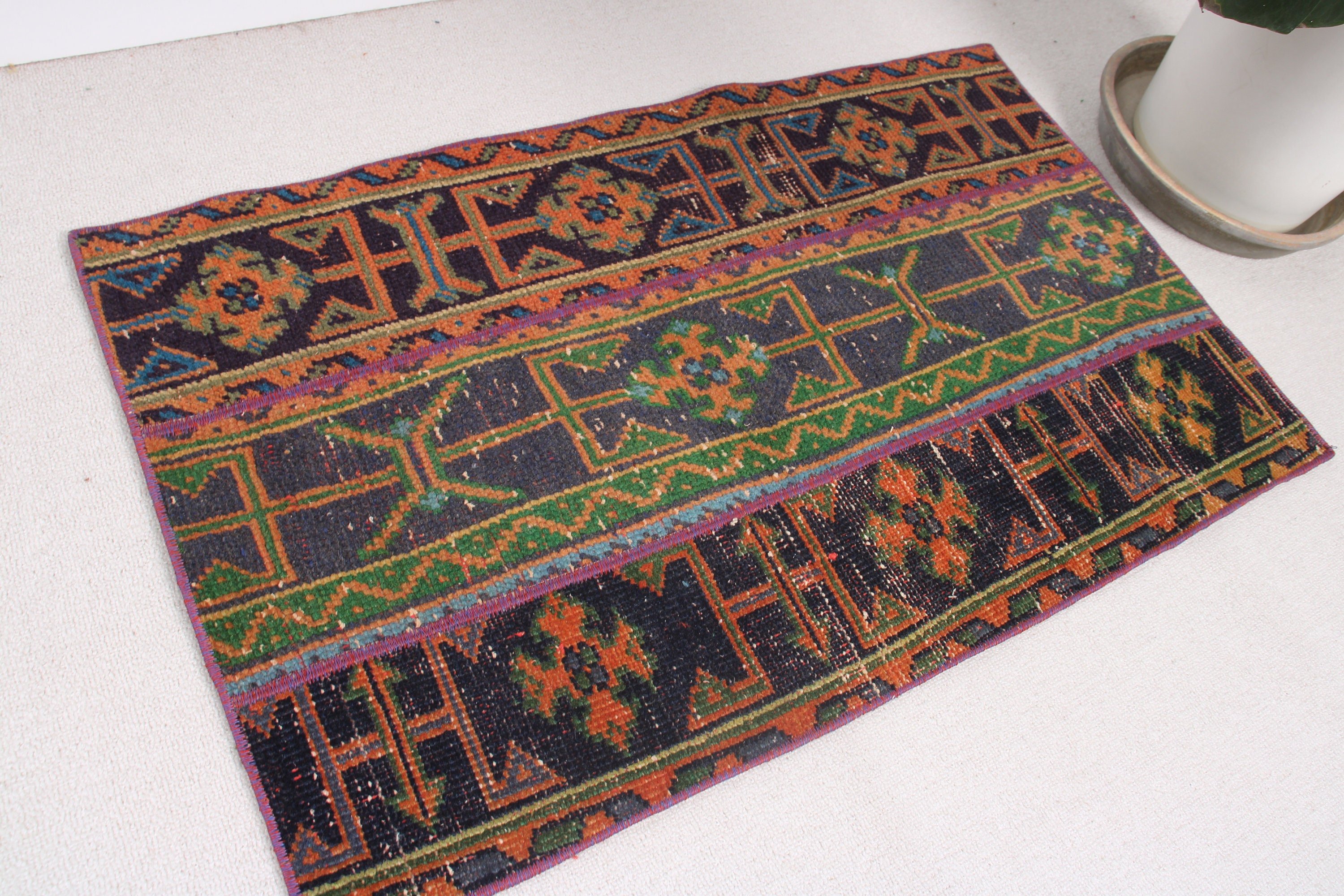 Vintage Halı, Harika Halılar, 1.9x3.2 ft Küçük Halılar, Türk Halıları, Duvara Asılı Halı, Banyo Halısı, Etnik Halılar, Geometrik Halı, Mavi Boho Halılar