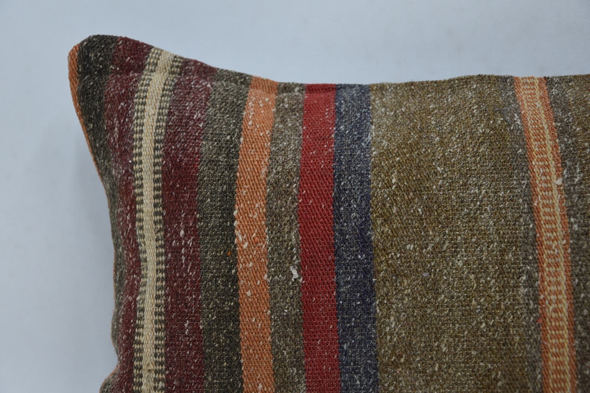 Retro Pillow Sham, Authentic Pillow, Vintage Pillow, Pillow for Sofa, 12"x20" Brown Cushion Case, Ethnical Kilim Rug Pillow