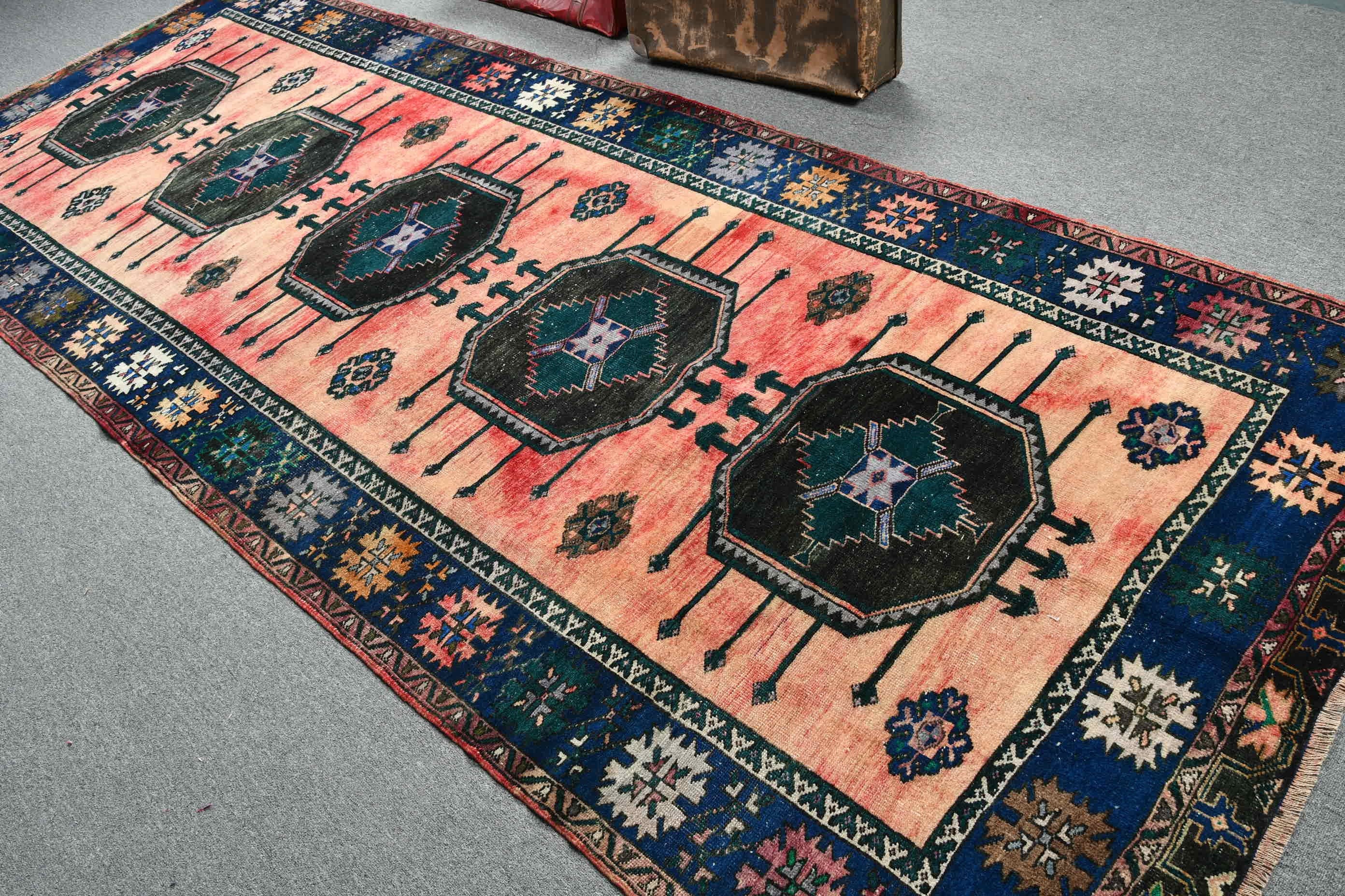 4.9x12.6 ft Runner Rug, Turkish Rug, Anatolian Rug, Kitchen Rug, Vintage Rug, Corridor Rug, Red Home Decor Rugs, Pastel Rug