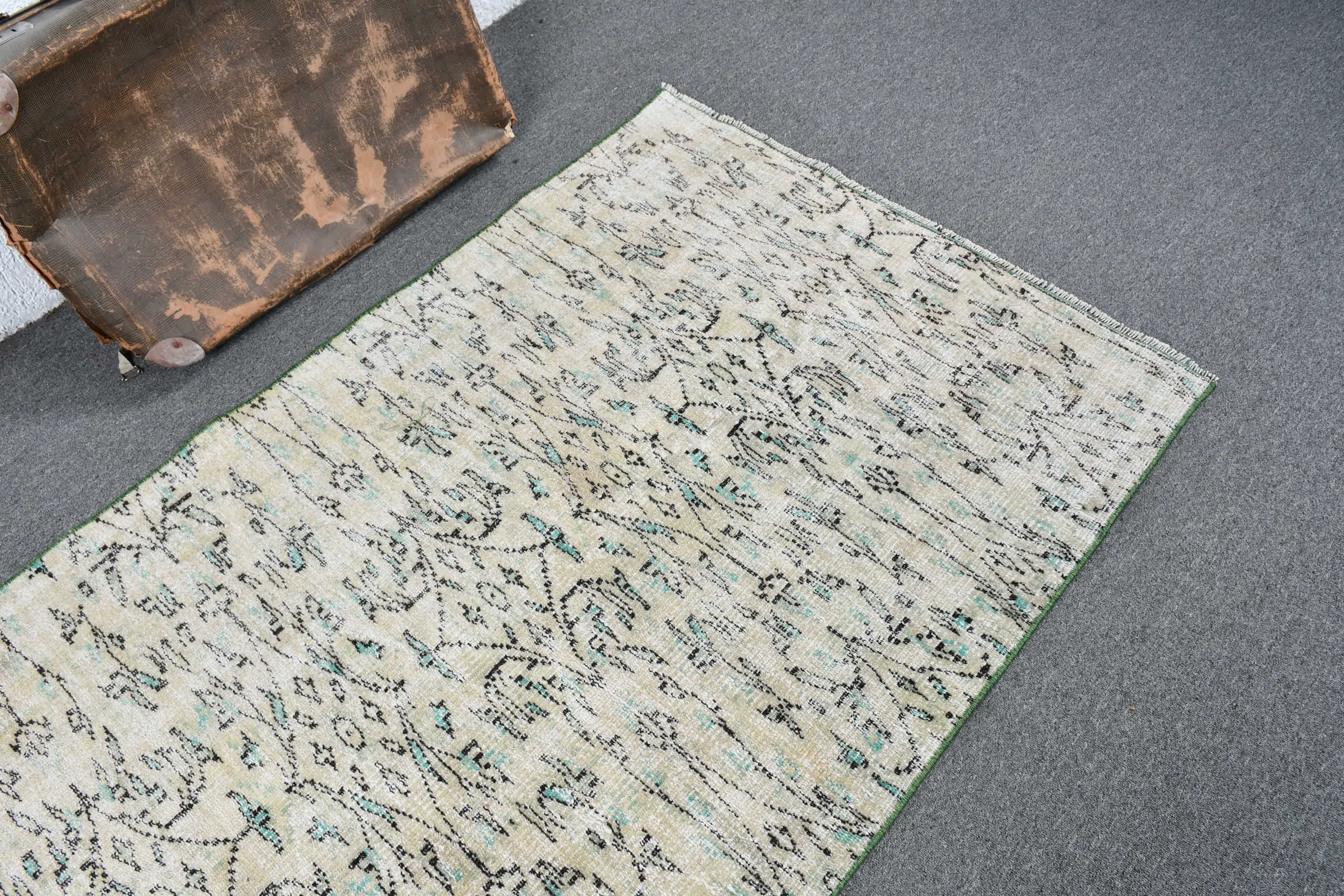 Bedroom Rugs, 3.4x7.2 ft Area Rugs, Dining Room Rug, Vintage Rug, Indoor Rug, Antique Rug, Turkish Rugs, Green Cool Rugs, Rugs for Nursery