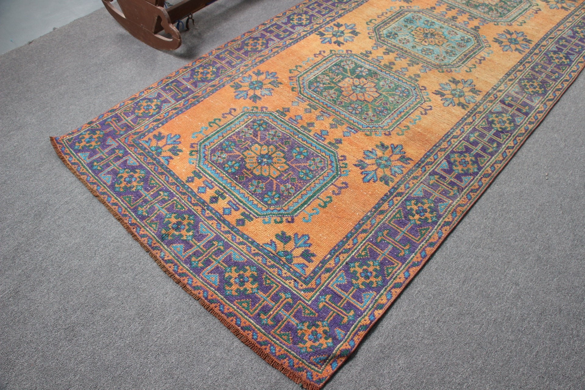 Dining Room Rug, Salon Rug, Office Rug, Kitchen Rugs, Turkish Rugs, Vintage Rugs, Antique Rugs, Orange  4.4x10.9 ft Large Rug