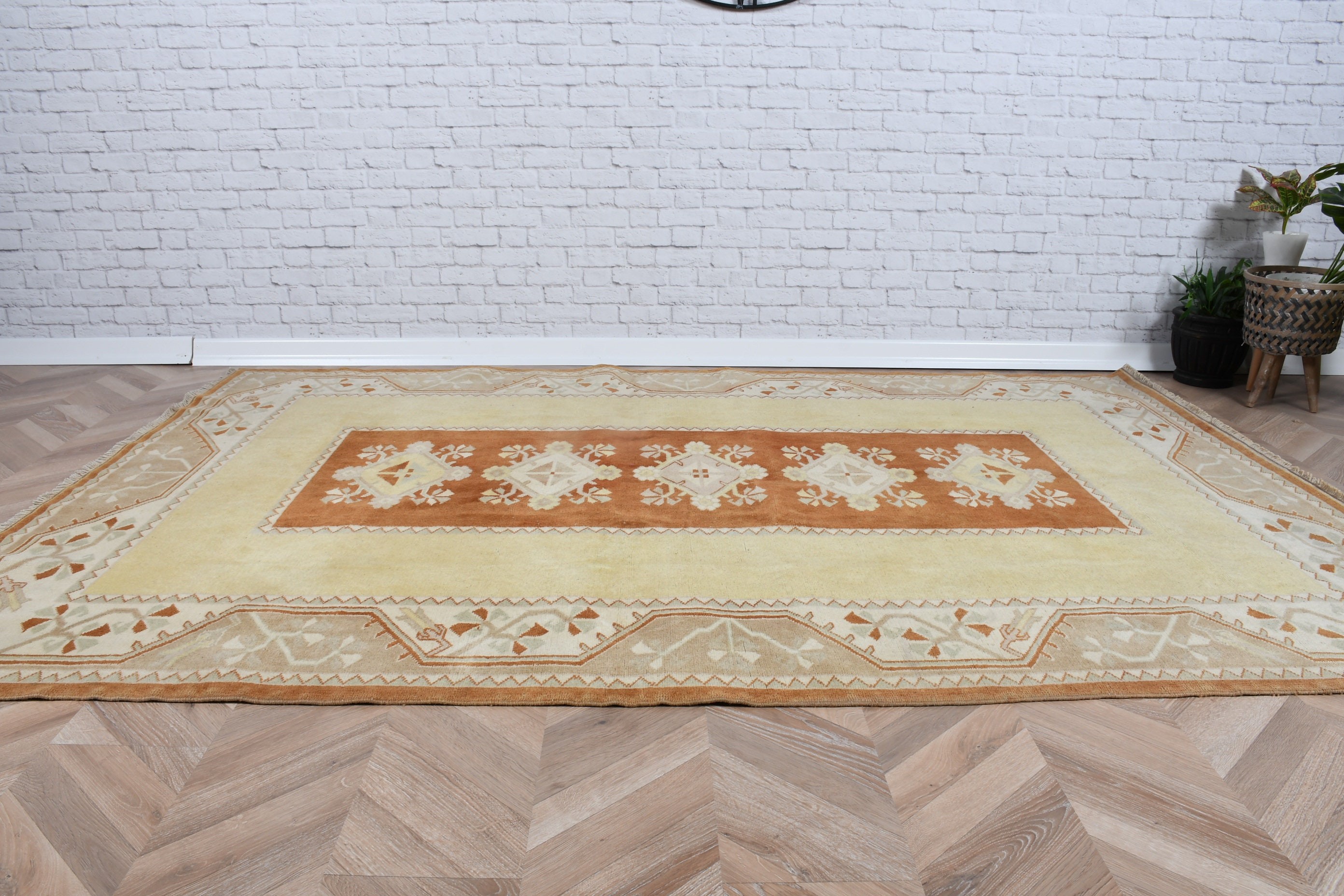 Salon Rugs, Beige  5.3x8 ft Large Rugs, Rugs for Bedroom, Vintage Rug, Cool Rug, Large Oushak Rug, Turkish Rug, Floor Rug