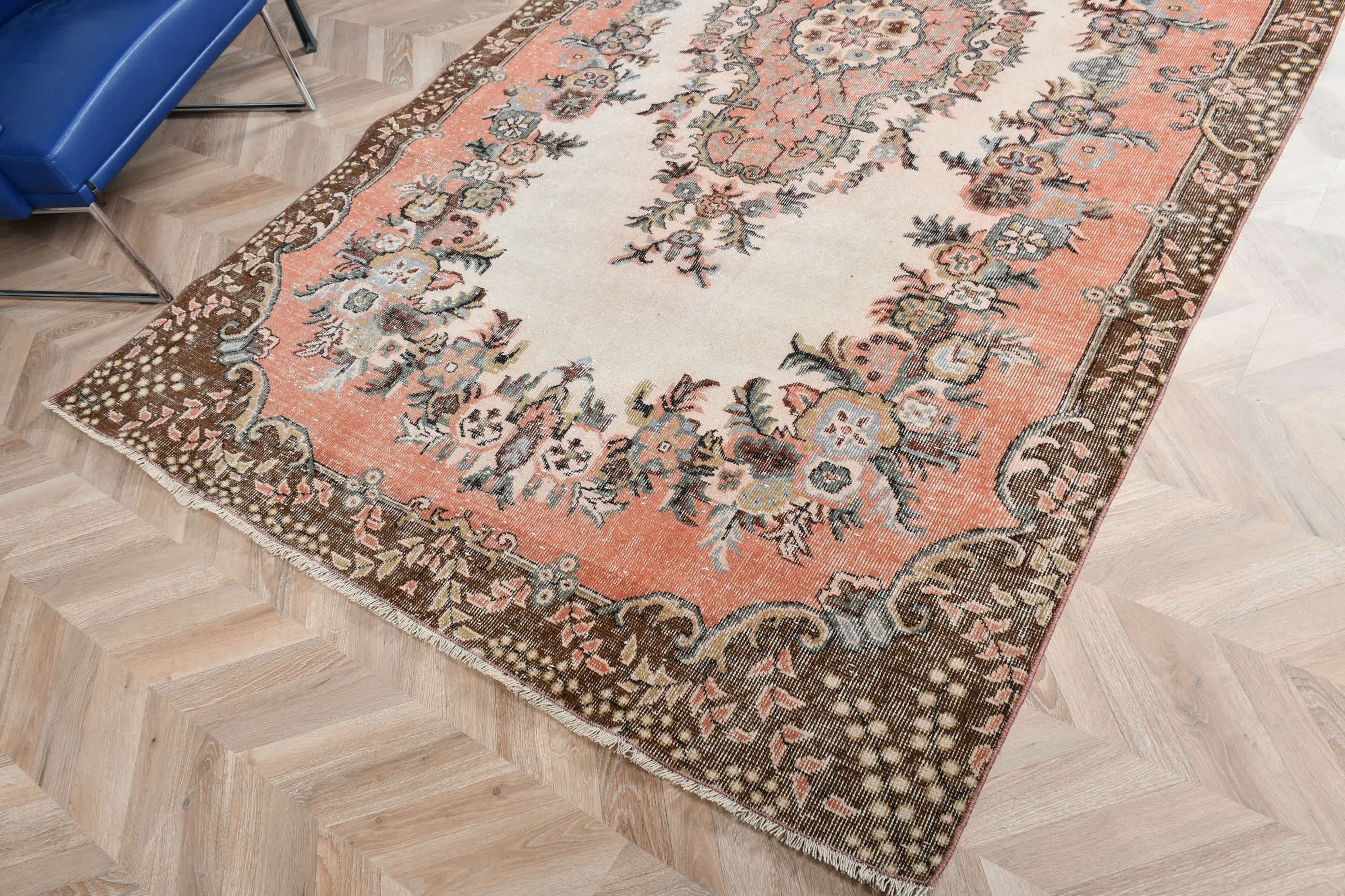 5.6x9.7 ft Büyük Halı, Eski Halı, Vintage Halılar, Yemek Odası Halısı, Oushak Halısı, Boho Halısı, Pembe Yün Halısı, Türk Halısı, Yatak Odası Halısı, Salon Halıları