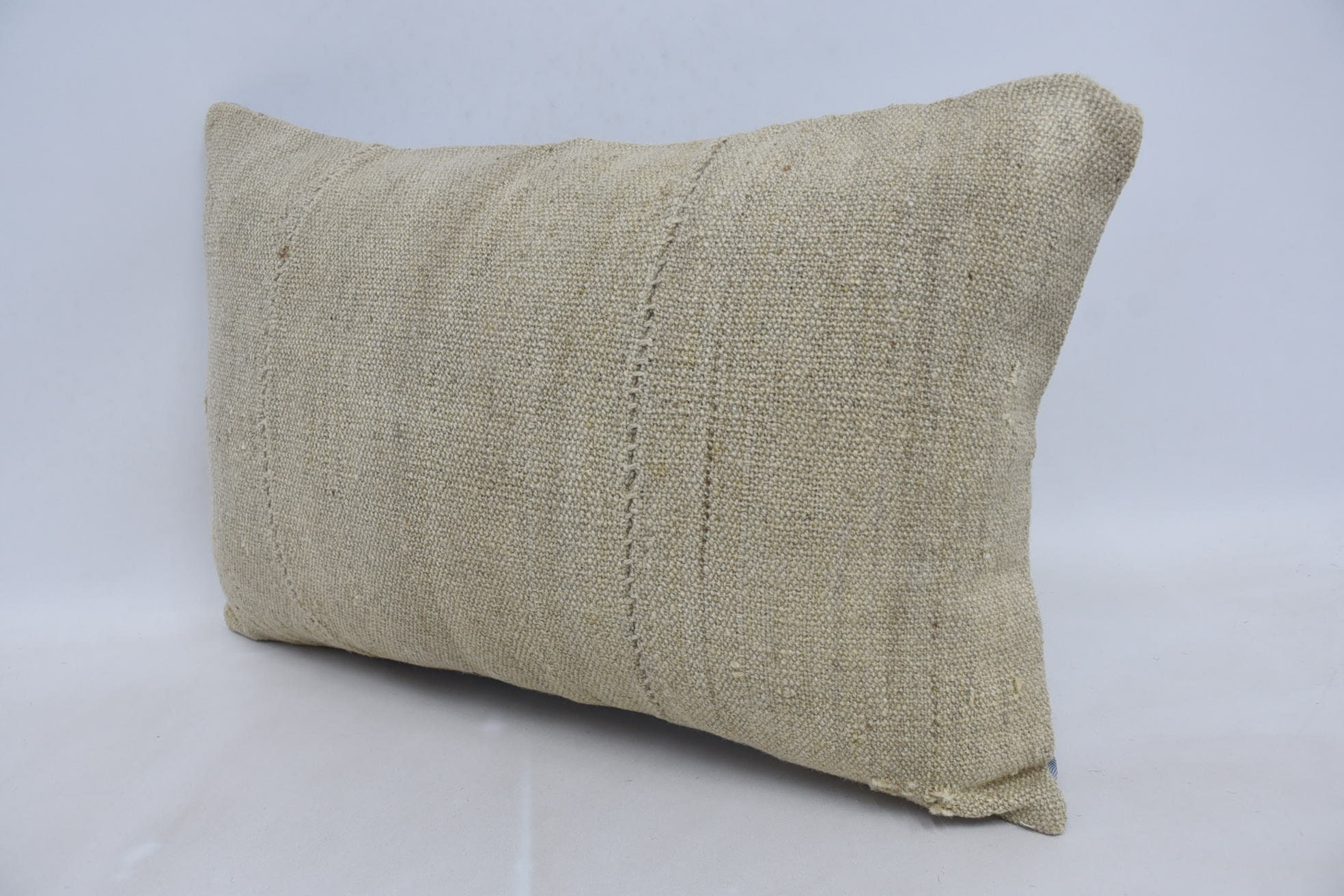 Vintage Kilim Throw Pillow, Kilim Pillow, Nautical Throw Pillow Cover, 16"x24" Beige Cushion Case, Turkish Pillow