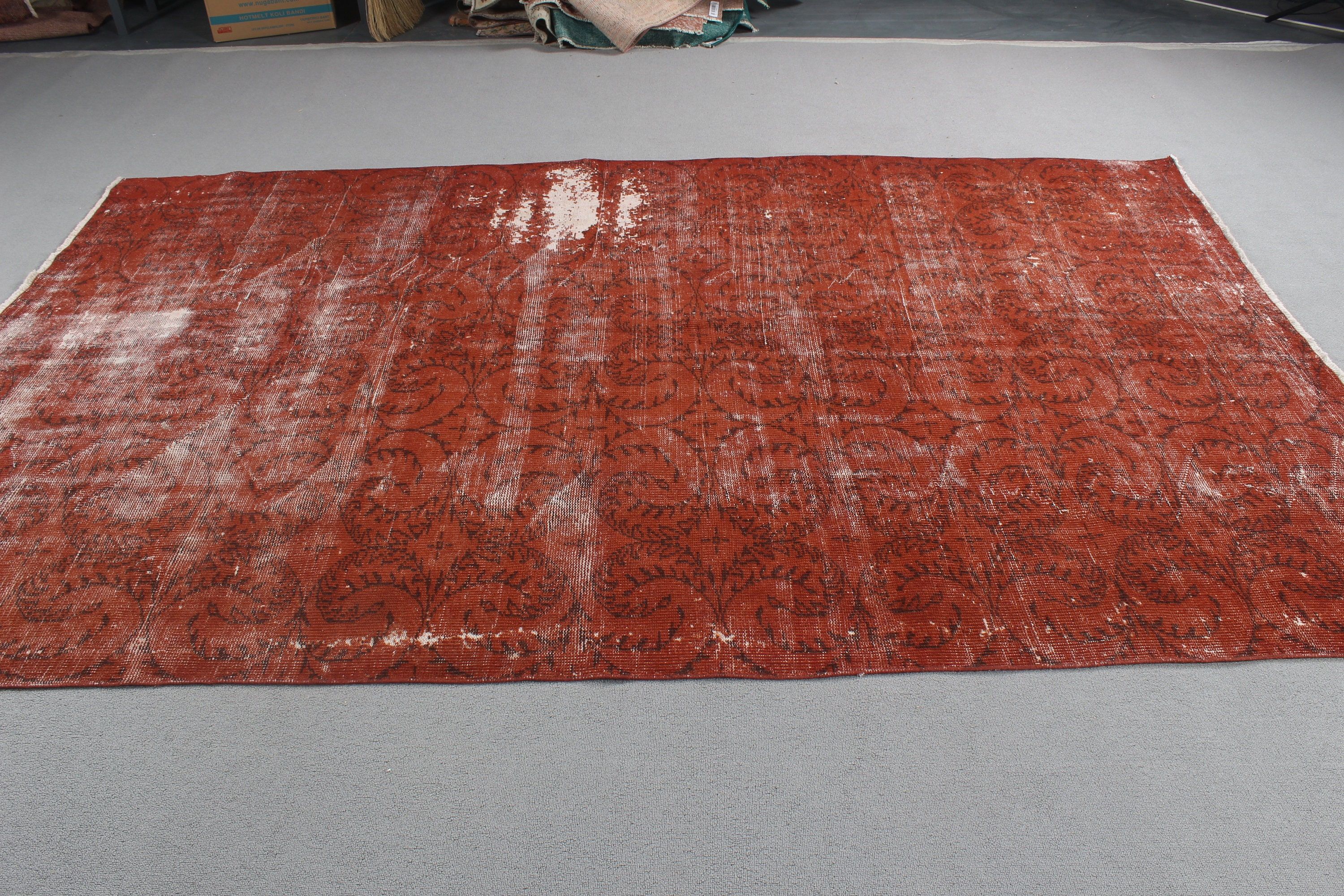 Office Rugs, Cool Rugs, Turkish Rug, Vintage Rug, Kitchen Rugs, Bedroom Rug, 5.9x9.5 ft Large Rug, Brown Oriental Rugs, Large Vintage Rug