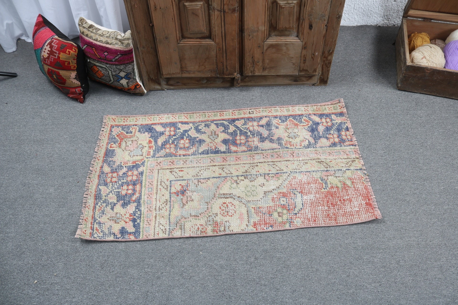 2x3,5 ft Küçük Halı, Modern Halılar, Türk Halıları, Vintage Halı, Yün Halılar, Kapı Paspas Halıları, Yer Halıları, Duvara Asılı Halılar, Yeşil Mutfak Halısı