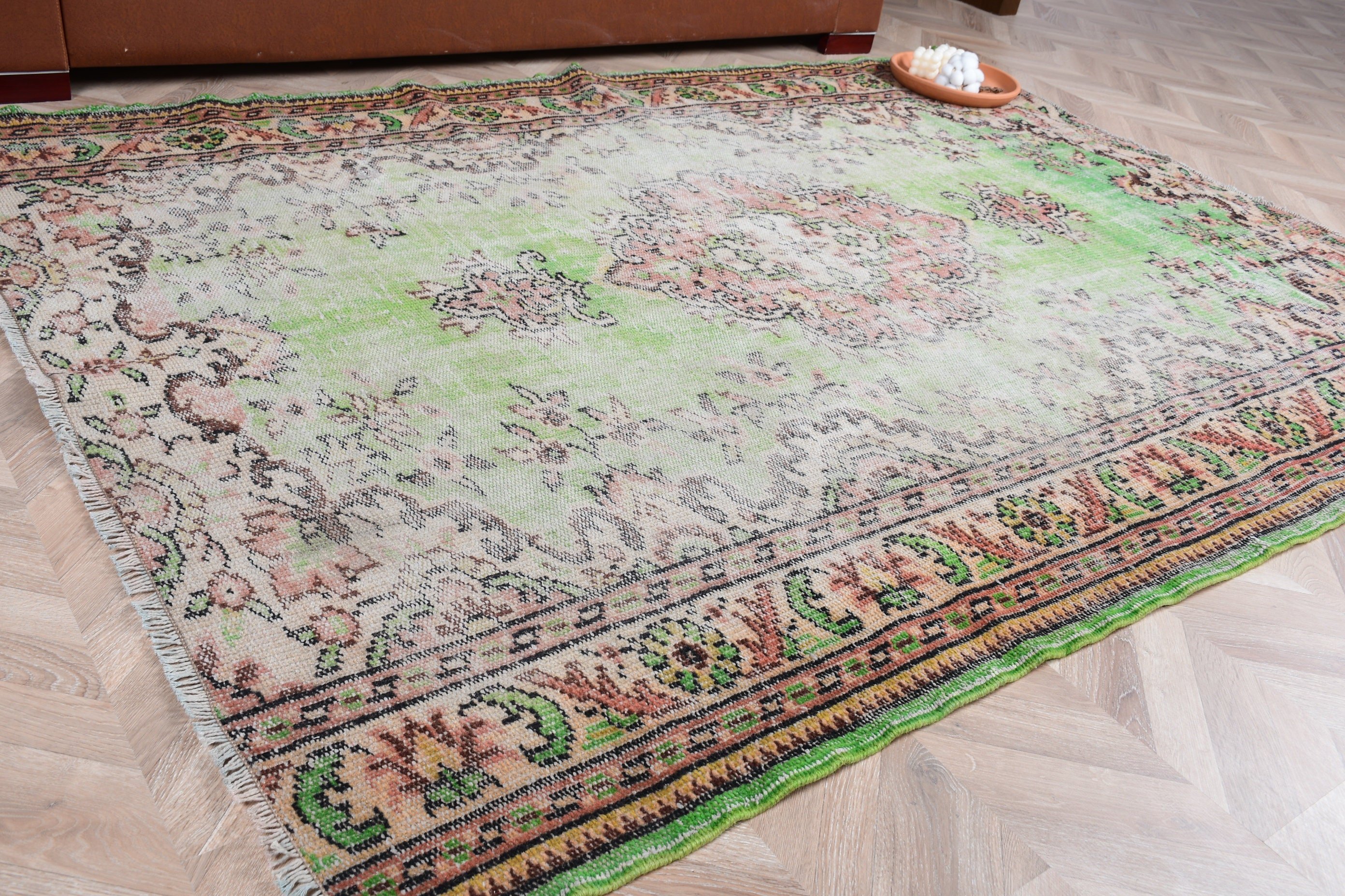 5.3x7.3 ft Area Rug, Green Bedroom Rug, Turkish Rug, Floor Rug, Antique Rug, Rugs for Nursery, Oriental Rug, Distressed Rugs, Vintage Rugs