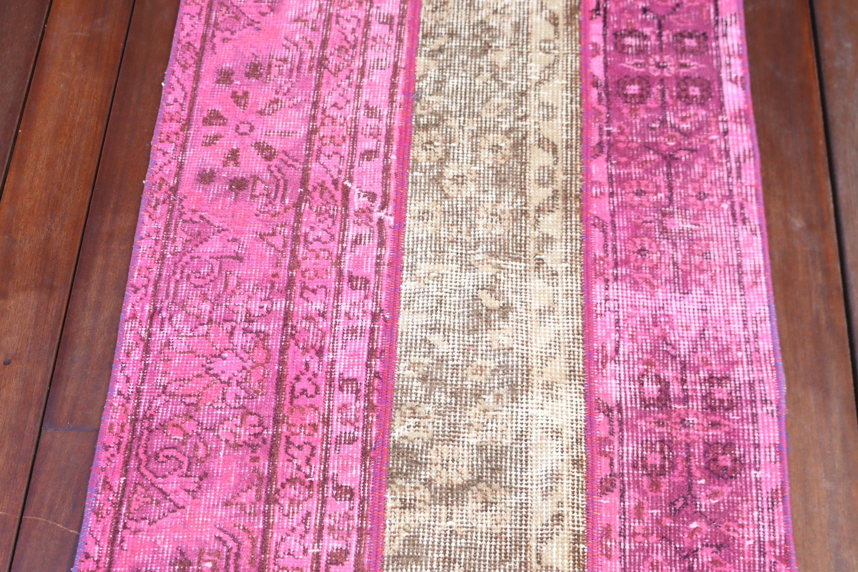 Türk Halıları, Vintage Halı, El Dokuma Halı, Aztek Halıları, Pembe Fas Halısı, 2x3,8 ft Küçük Halılar, Küçük Boho Halısı, Çocuk Halıları, Yatak Odası Halıları