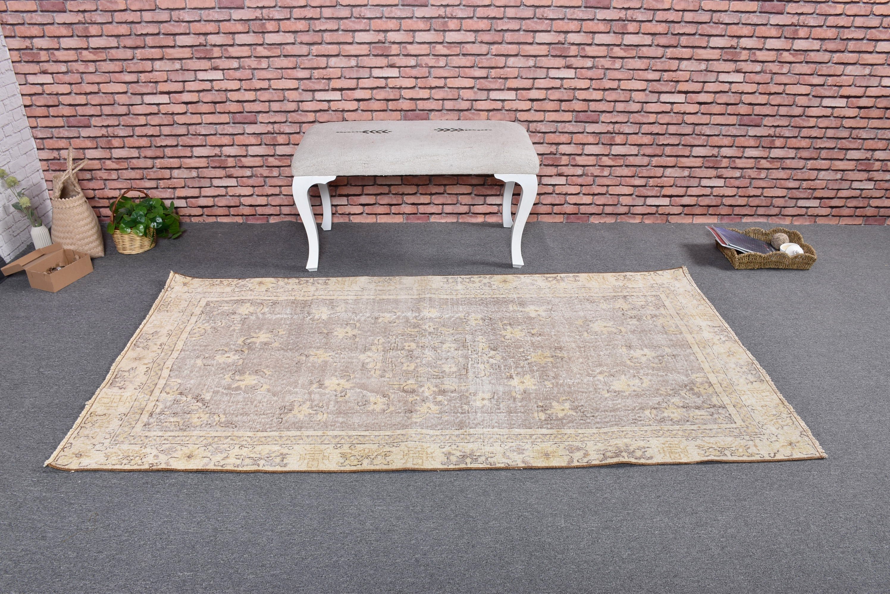 Vintage Accent Rugs, Beige Geometric Rug, Vintage Rugs, Neutral Rugs, Statement Rug, Turkish Rugs, 3.6x6.6 ft Accent Rugs, Decorative Rug