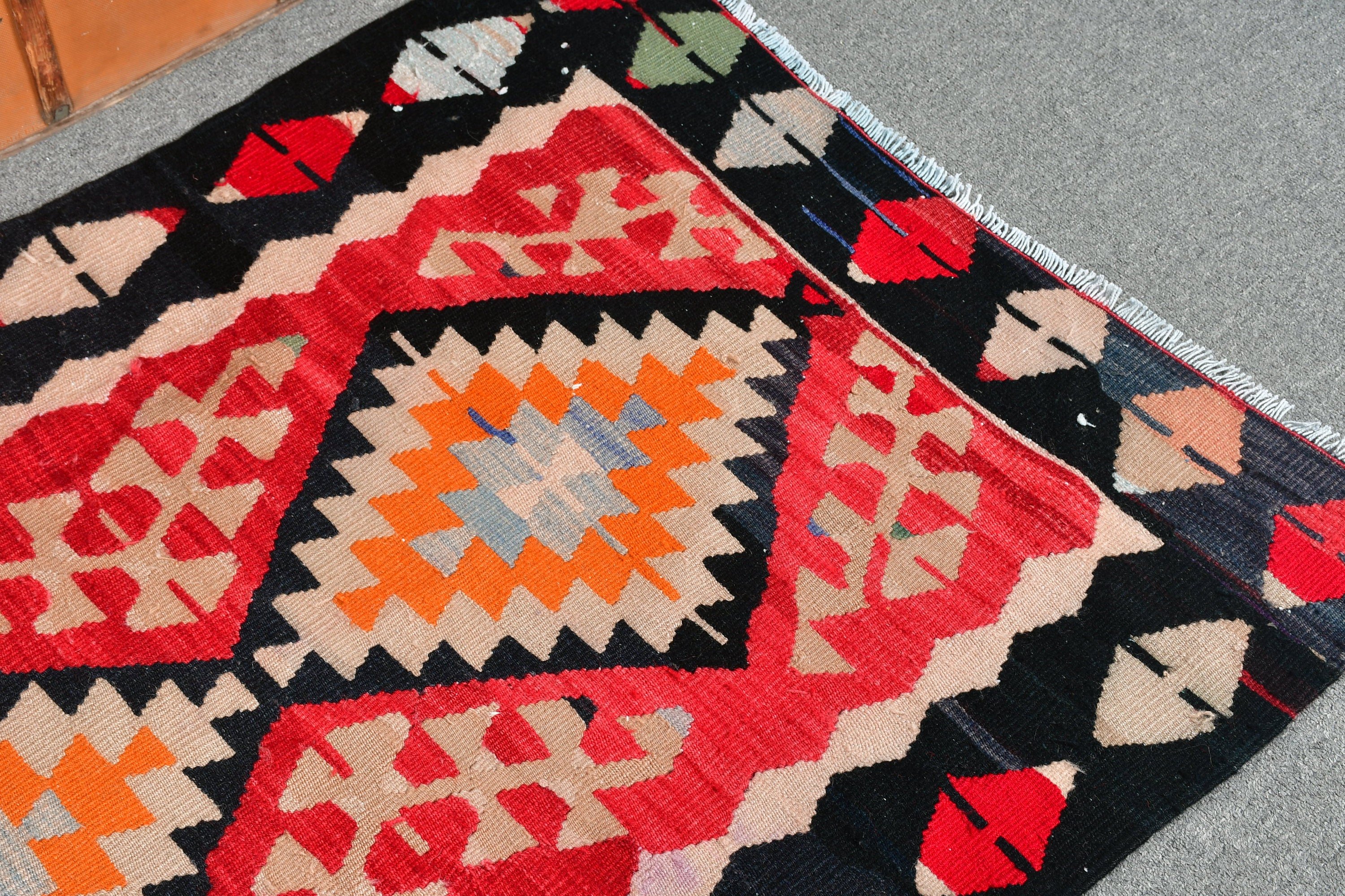 Bedroom Rug, Cool Rug, Kilim, Entry Rug, Wool Rugs, Vintage Rug, Black Antique Rug, Bath Mat Cute Rugs, 2.8x3.9 ft Small Rug, Turkish Rug