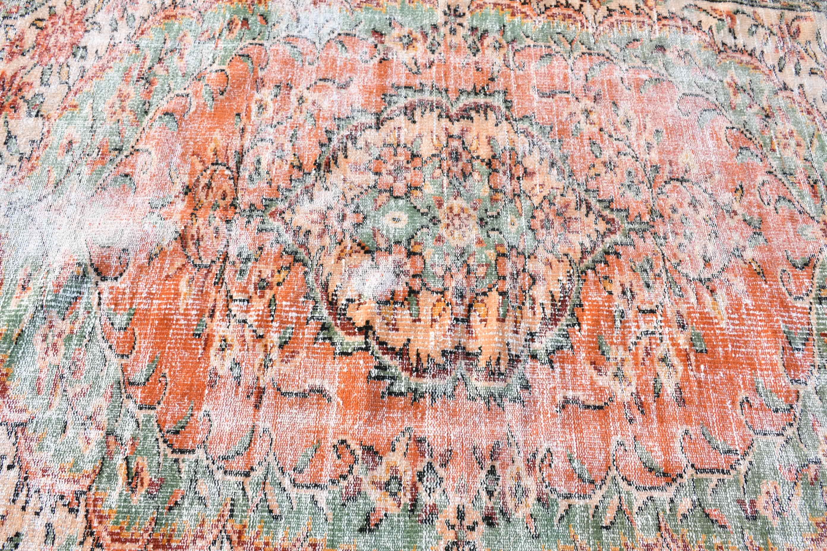 Rugs for Area, Floor Rug, Orange Bedroom Rug, Kitchen Rug, Turkish Rug, 5.3x7.4 ft Area Rugs, Vintage Rugs, Custom Rug