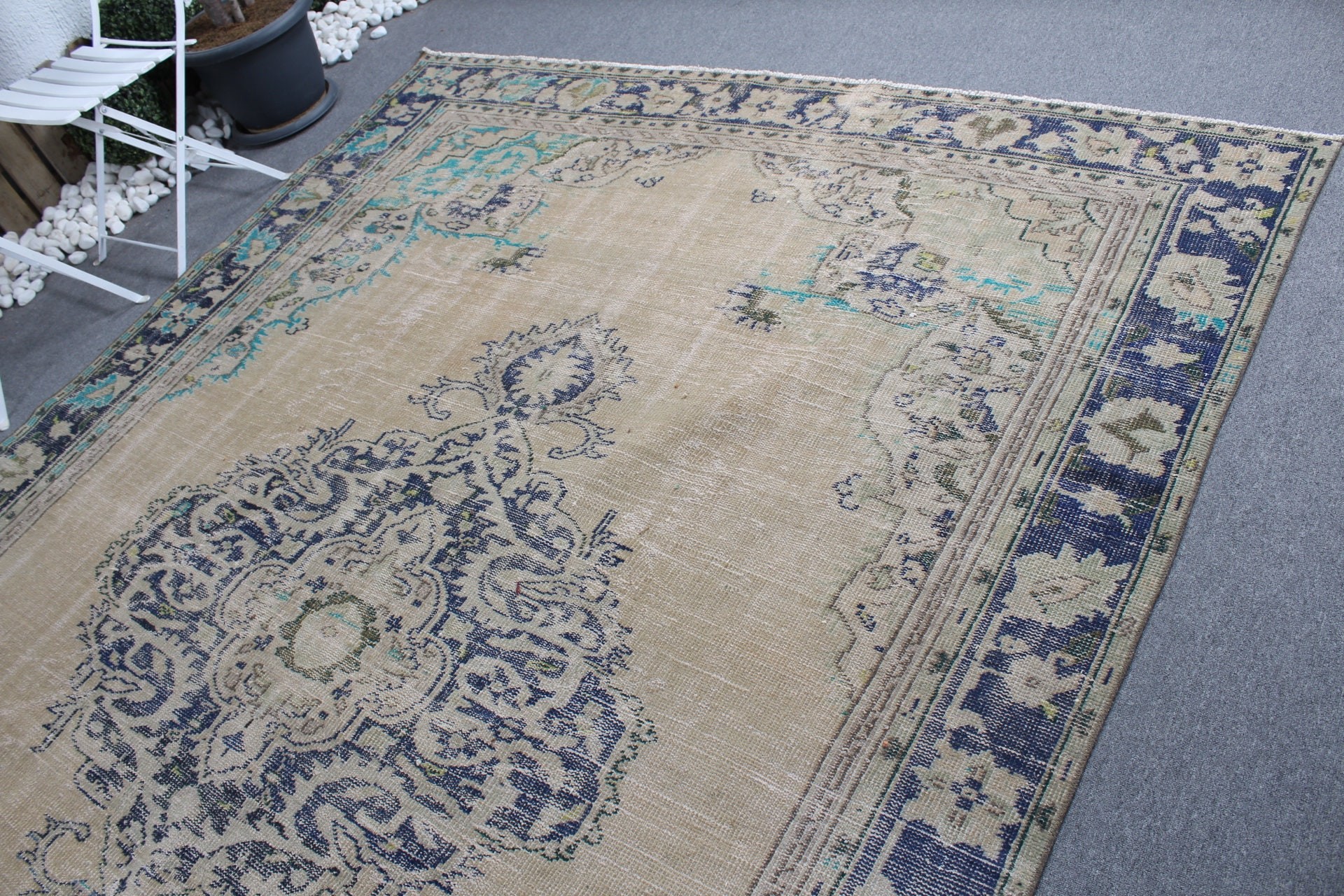 Beige Oushak Rugs, Bedroom Rugs, 7.4x10.5 ft Oversize Rug, Vintage Rugs, Salon Rugs, Turkish Rugs, Pale Rug, Living Room Rug, Moroccan Rug