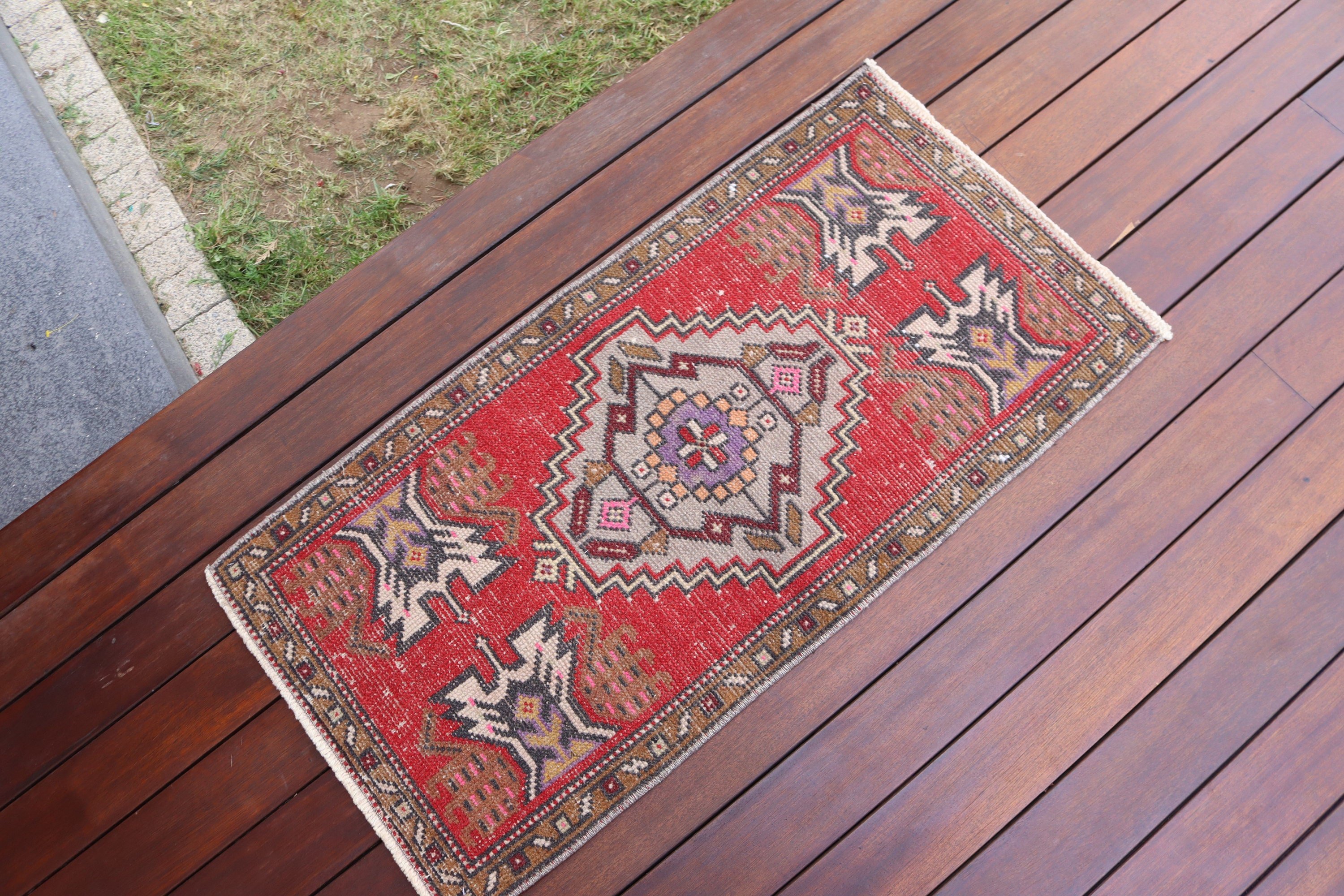 Wall Hanging Rugs, Boho Rug, Small Area Rug, Vintage Rug, Oriental Rug, Red Statement Rugs, 1.6x3.1 ft Small Rug, Turkish Rug, Moroccan Rug