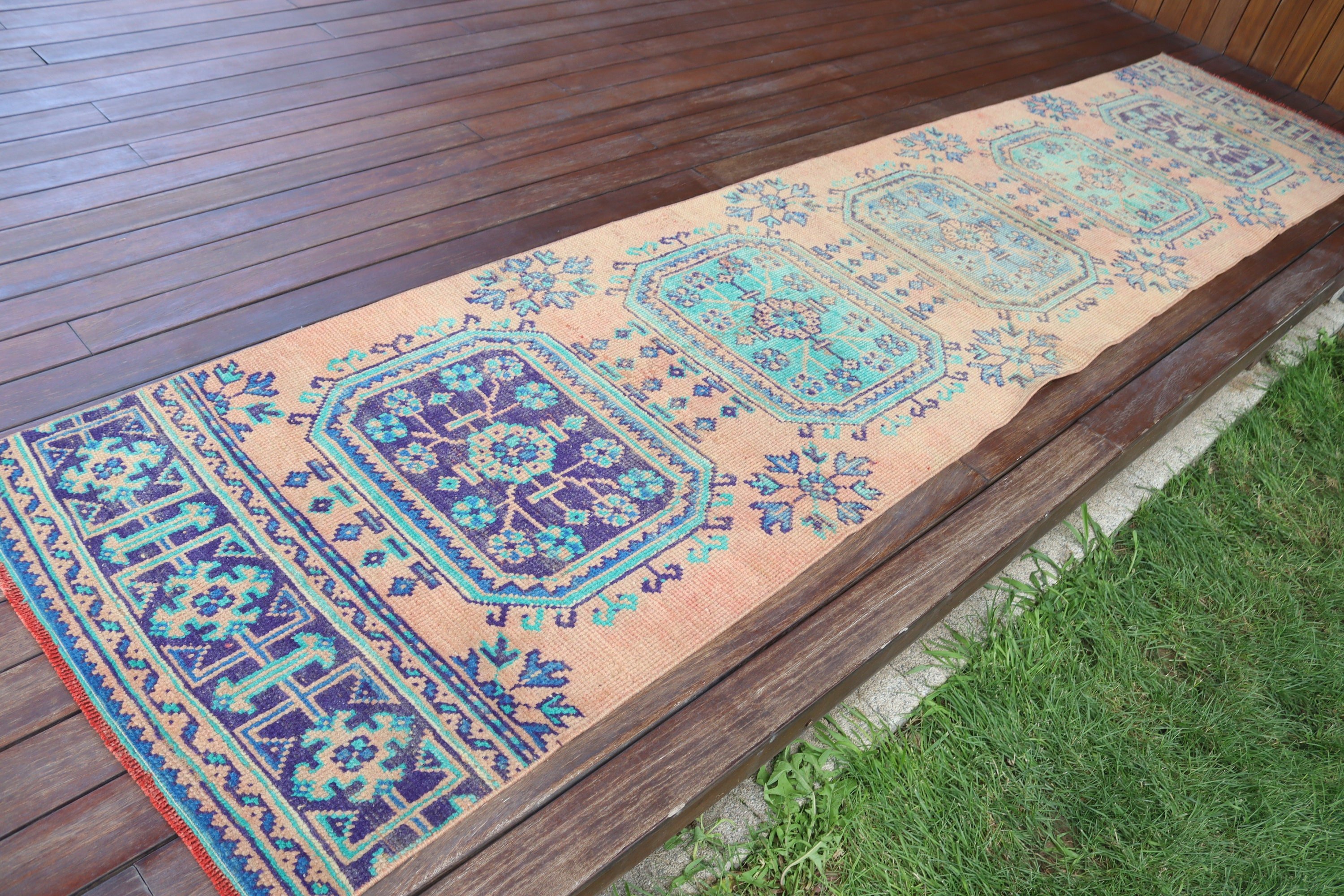 Kabile Halıları, Vintage Halı, Ev Dekorasyonu Halıları, Fas Halısı, Turuncu Düz Dokuma Halı, 2,6x11,8 ft Runner Halıları, Türk Halısı, Beni Ourain Runner Halısı