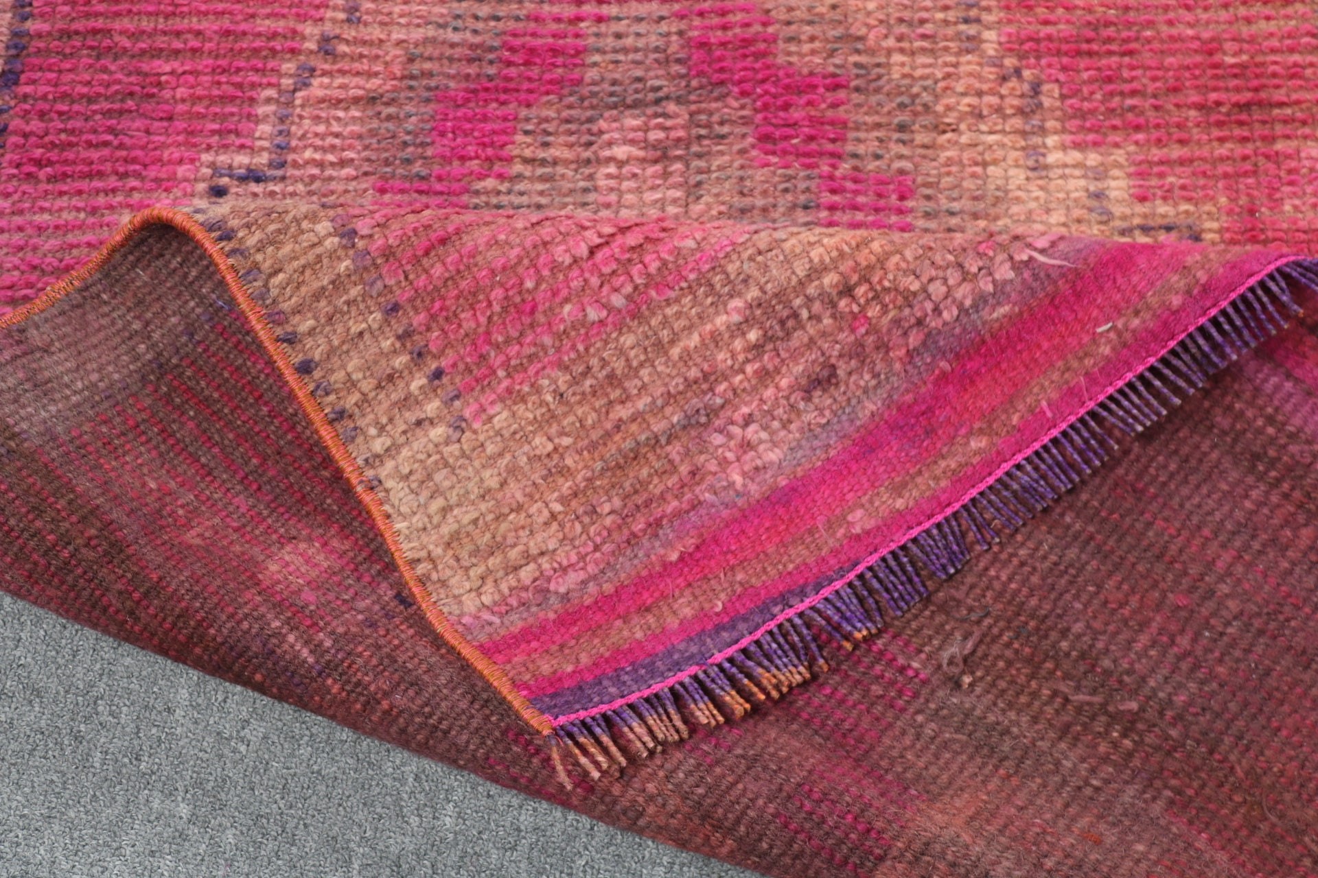 Beni Ourain Koşucu Halısı, Merdiven Halısı, Vintage Halı, Pembe Nötr Halılar, 2.6x9.9 ft Koşucu Halıları, Oryantal Halılar, Türk Halısı, Düz Dokuma Halı