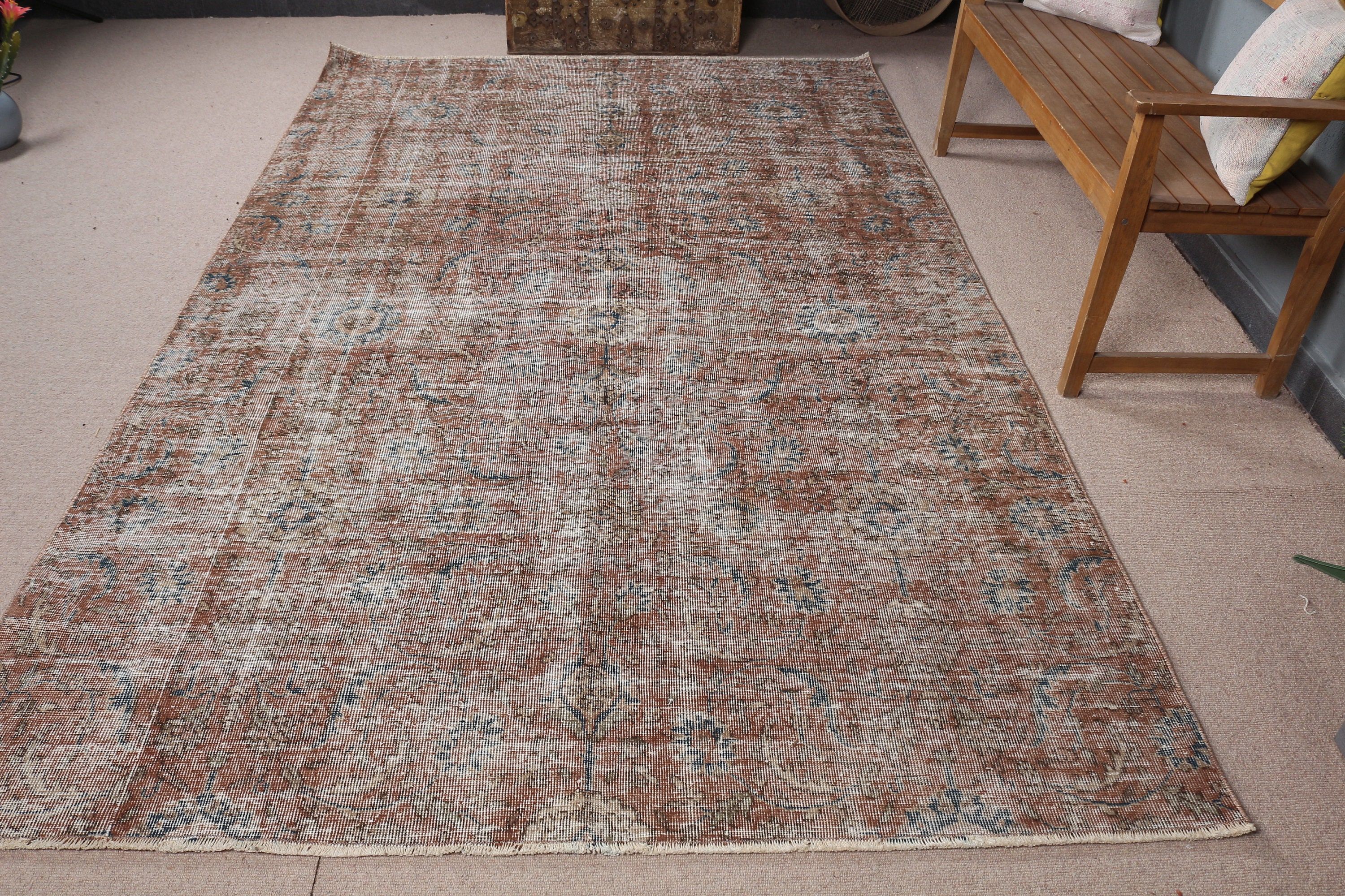 Brown Moroccan Rug, Vintage Rug, 6.1x9.8 ft Large Rug, Turkish Rugs, Custom Rugs, Living Room Rug, Bedroom Rugs, Oriental Rug, Antique Rug