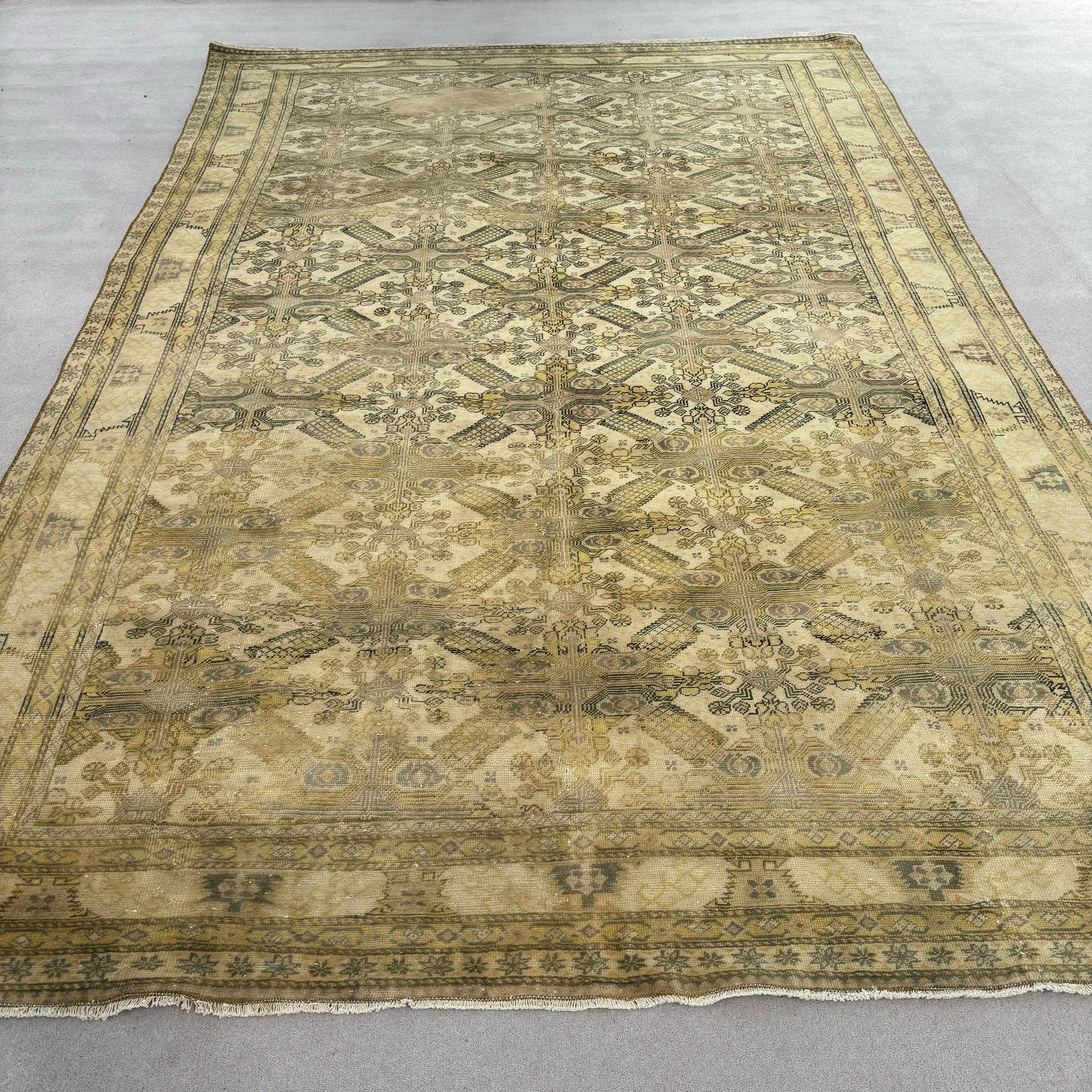 Salon Halısı, Türk Halıları, Anadolu Halısı, Büyük Boho Halıları, Vintage Halılar, Organik Halılar, Mutfak Halıları, Yeşil Lüks Halılar, 6,2x9,5 ft Büyük Halılar