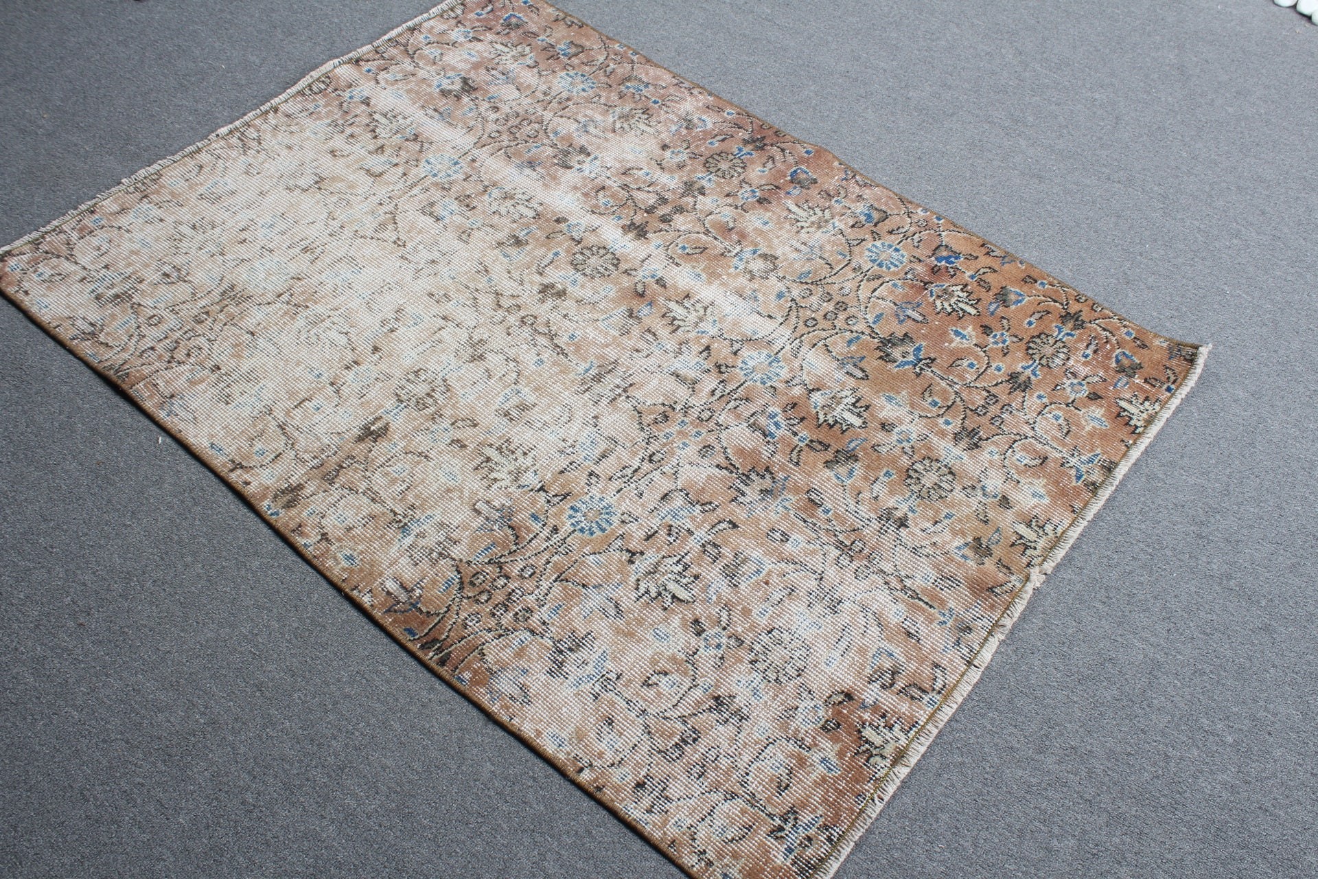 3.4x4.5 ft Accent Rug, Kitchen Rugs, Vintage Rugs, Entry Rug, Antique Rug, Brown Antique Rug, Rugs for Bedroom, Cool Rug, Turkish Rug