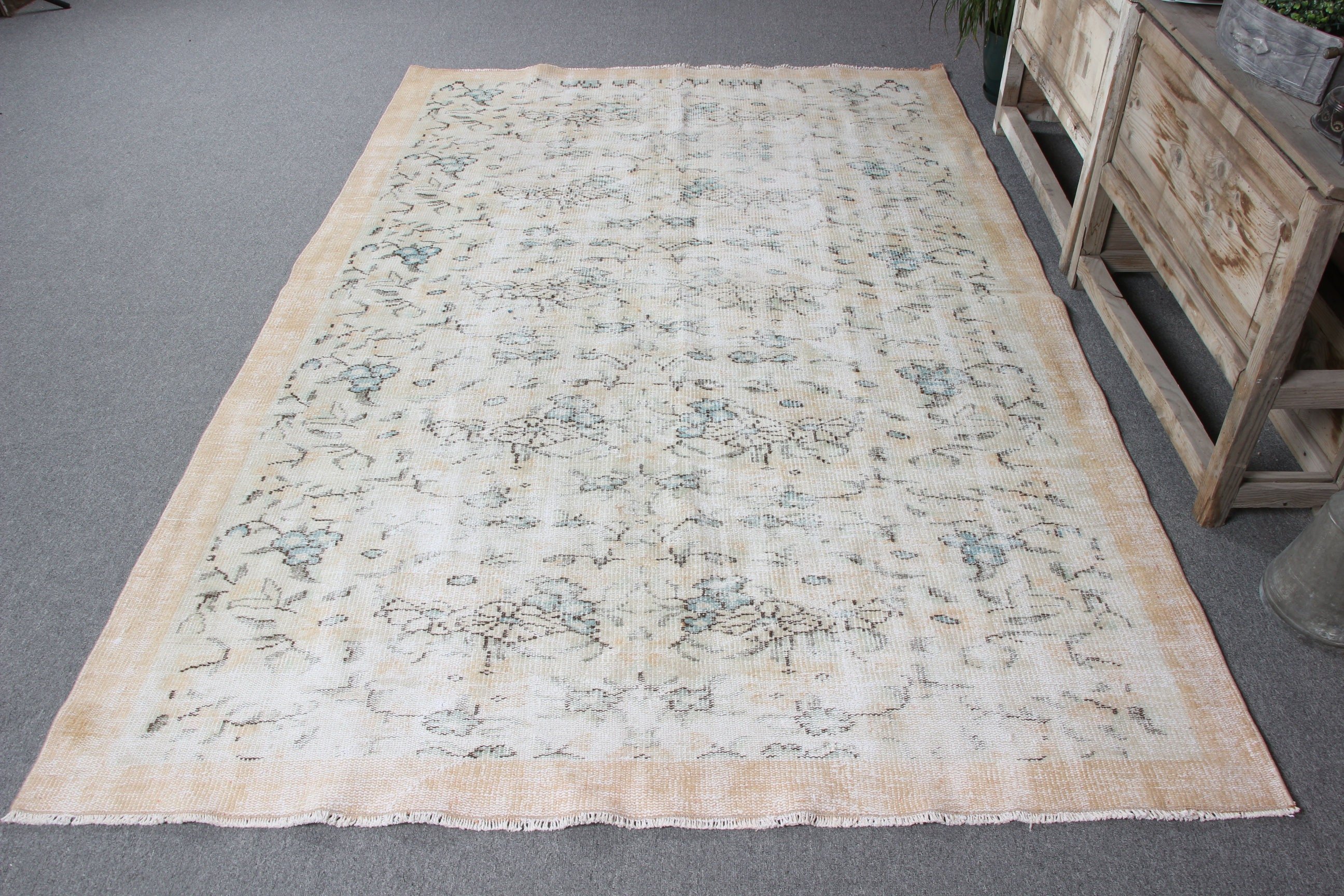 Turkish Rugs, Beige Statement Rug, Large Oushak Rugs, Flatweave Rugs, Living Room Rug, Vintage Rugs, 5.5x8.4 ft Large Rugs, Modern Rug