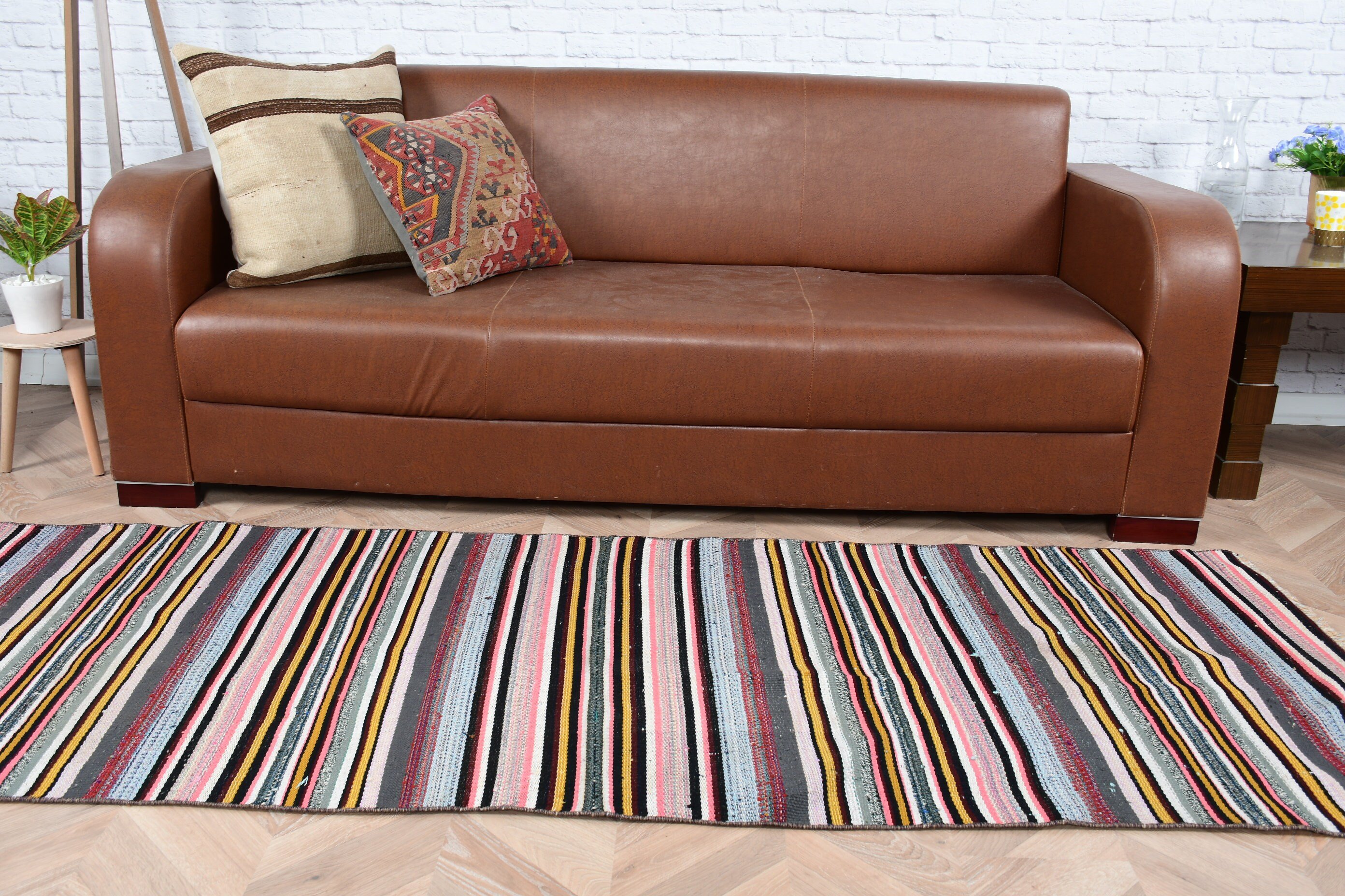 Kilim, Pembe Yün Halılar, Türk Halısı, 2.6x7.3 ft Runner Halısı, Koridor Halısı, Yer Halısı, Koridor Halıları, Vintage Halı, Retro Halı