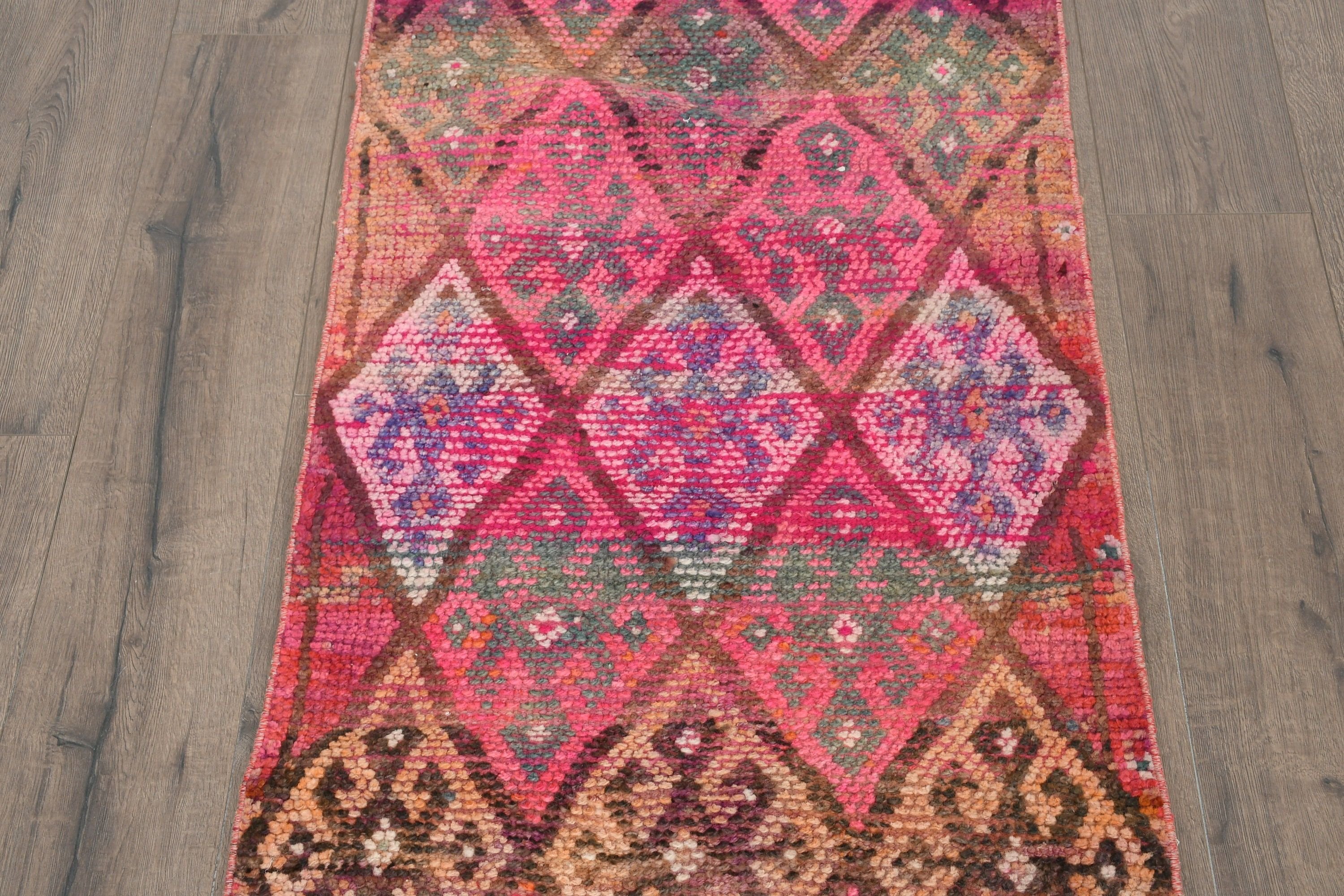 Stair Rug, Turkish Rug, Hallway Rugs, Oriental Rugs, Pink Moroccan Rug, Floor Rug, 2.3x11.5 ft Runner Rugs, Antique Rug, Vintage Rugs