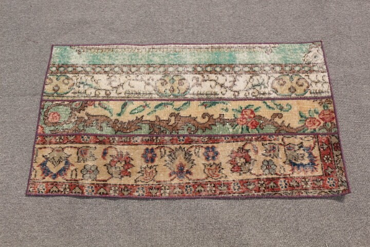 2x3.5 ft Small Rug, Bath Rugs, Boho Rugs, Entry Rug, Wool Rugs, Floor Rug, Green Moroccan Rug, Rugs for Car Mat, Vintage Rug, Turkish Rug