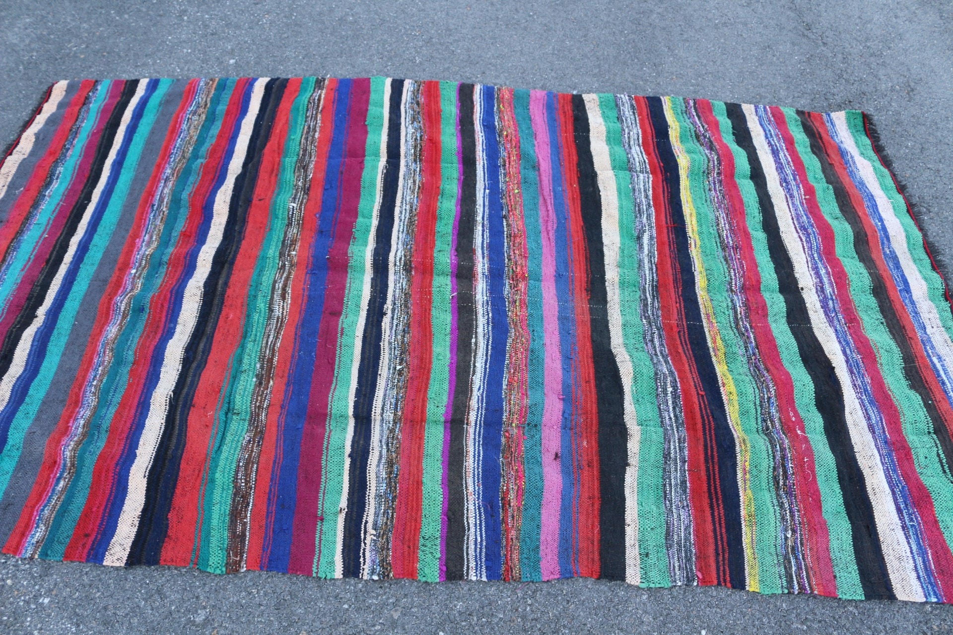 Vintage Rug, Kilim, Turkish Rug, Cool Rug, Living Room Rugs, Indoor Rug, Kitchen Rug, 4.2x7.5 ft Area Rugs, Tribal Rug, Rainbow Cool Rug