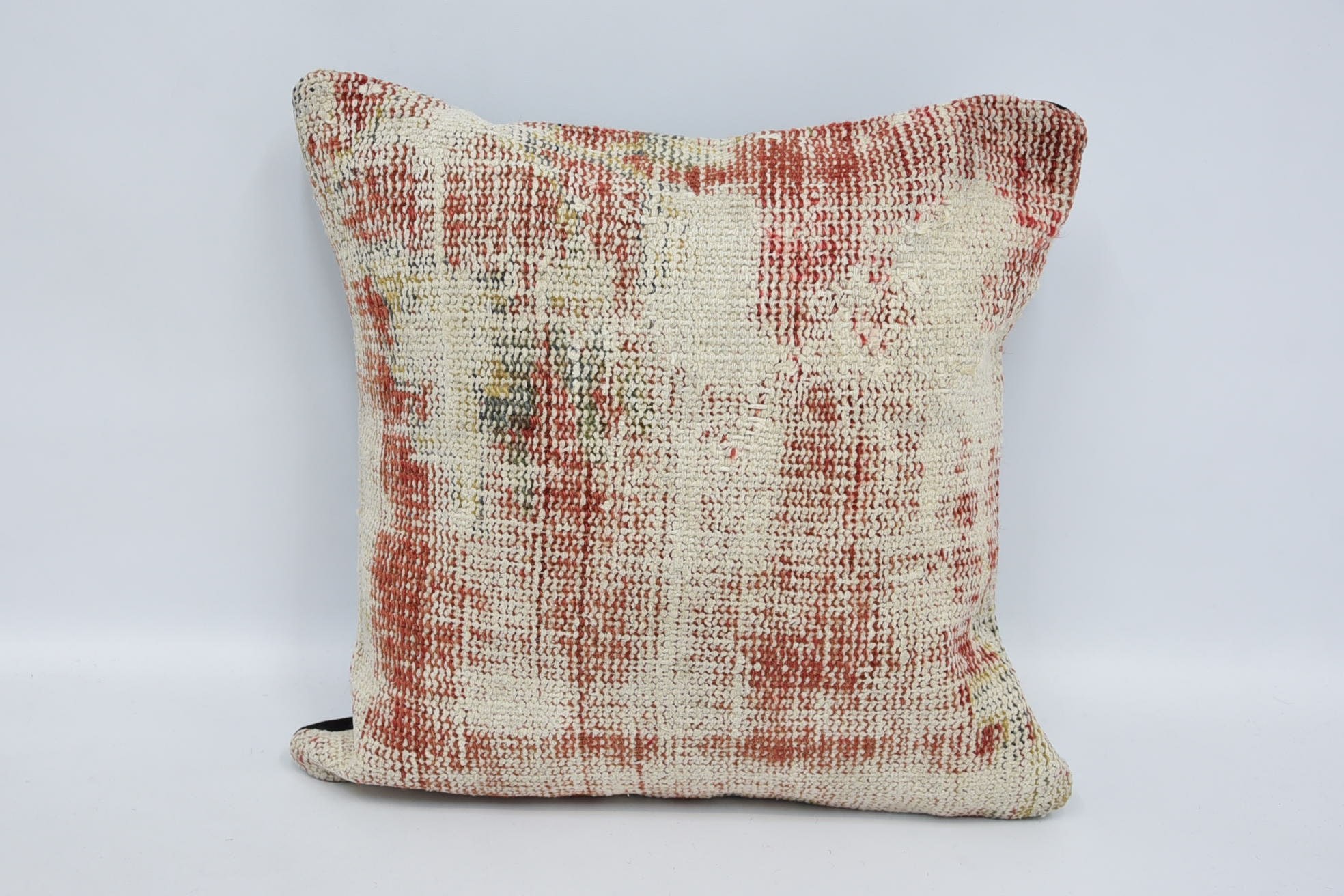 16"x16" White Cushion Case, Outdoor Throw Pillow Sham, Handwoven Pillow Sham, Kilim Pillow Cover, Kilim Pillow, Vintage Pillow