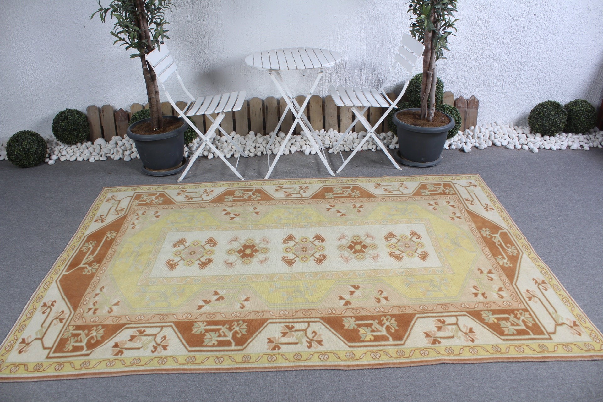 Vintage Rug, Authentic Rug, 5.2x7.8 ft Large Rug, Antique Rug, Bedroom Rugs, Oushak Rug, Dining Room Rug, Beige Anatolian Rug, Turkish Rug