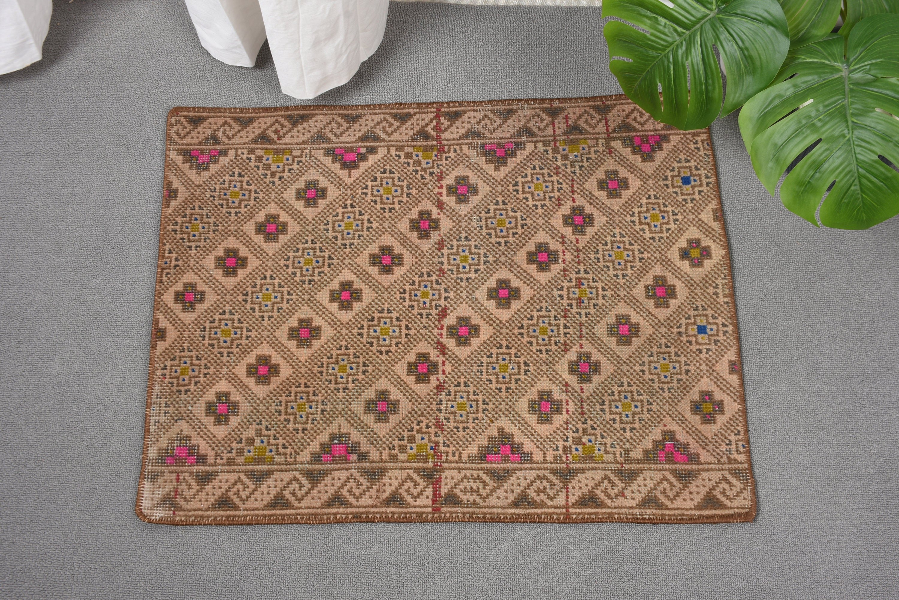 Vintage Rugs, Car Mat Rugs, Moroccan Rug, Turkish Rugs, Nursery Rug, Oushak Rug, Bohemian Rugs, 1.8x2.3 ft Small Rugs, Brown Modern Rugs