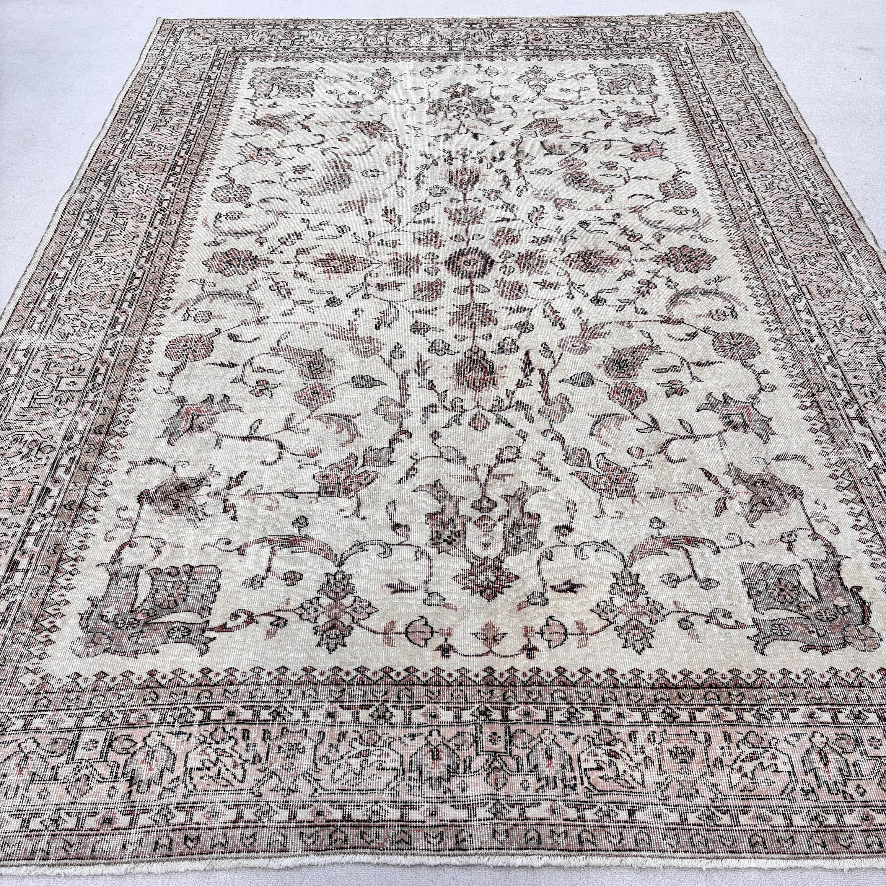 Türk Halısı, Vintage Halı, Büyük Boy Vintage Halı, Fas Halısı, Yemek Odası Halıları, 8.2x11.1 ft Büyük Boy Halılar, Bej Antika Halı