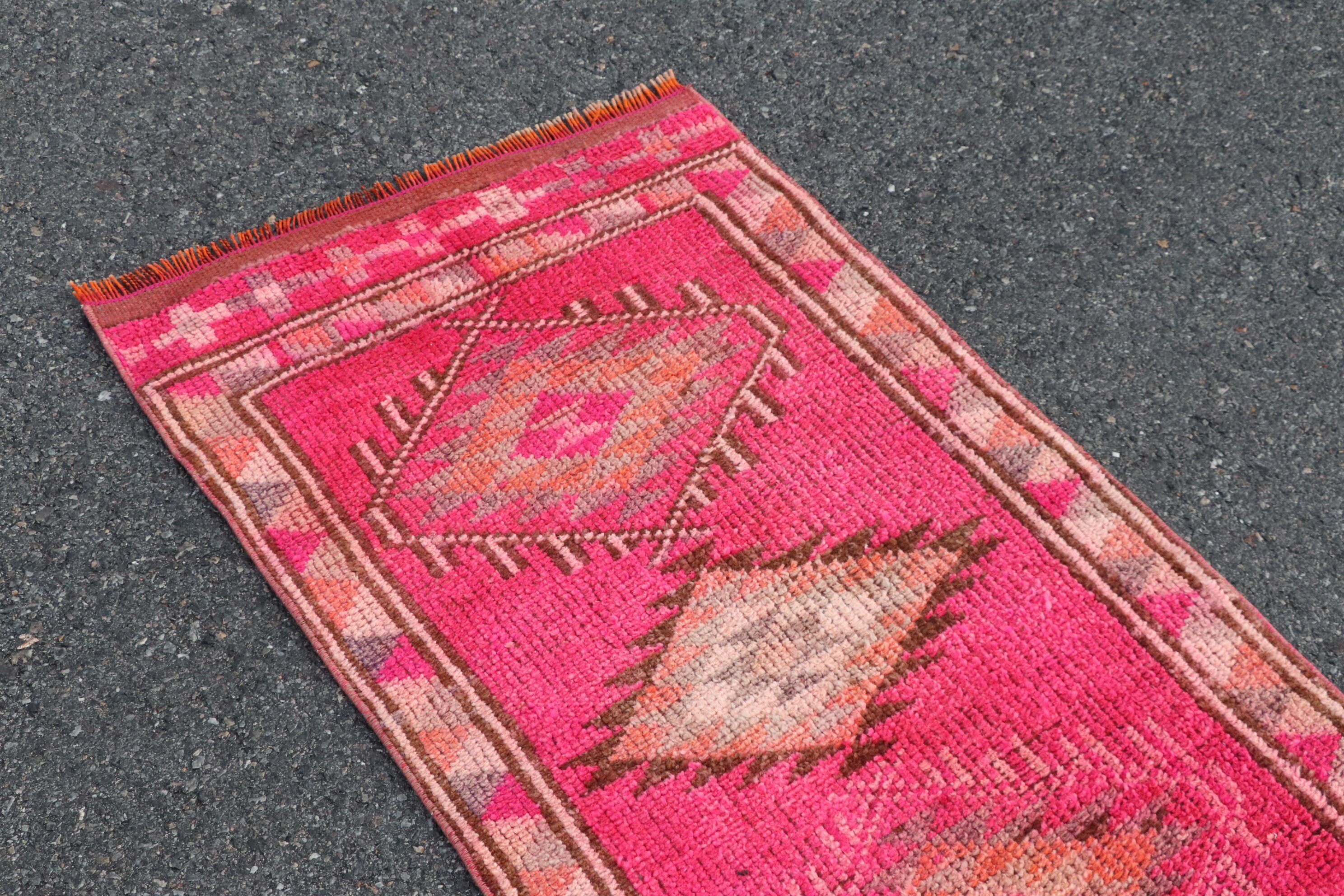 Oushak Rug, Turkish Rug, 2.3x10.2 ft Runner Rugs, Kitchen Rug, Orange Floor Rugs, Moroccan Rug, Hallway Rug, Rugs for Kitchen, Vintage Rug