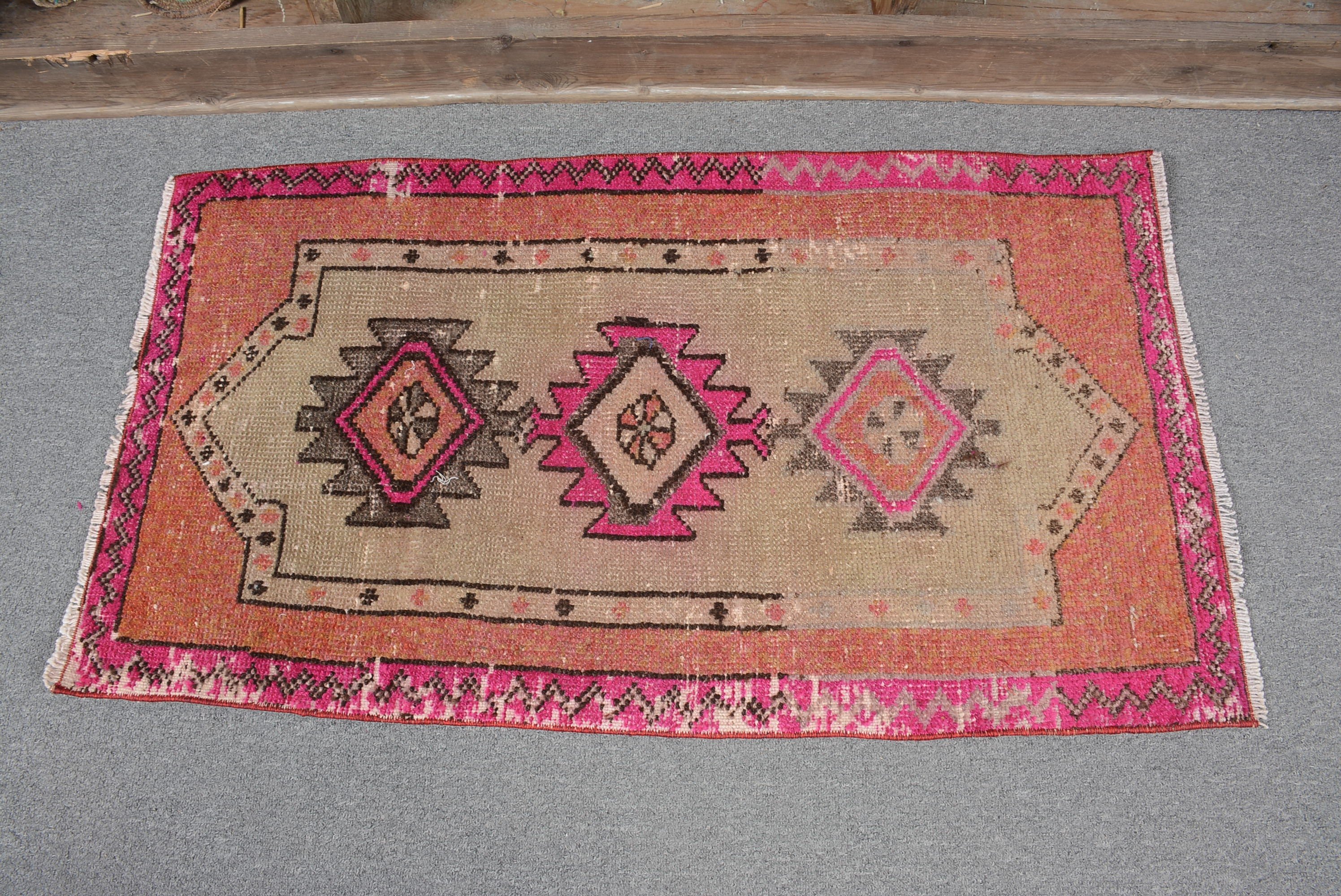 Nursery Rug, Bedroom Rug, Distressed Rugs, Vintage Rug, Bath Rug, Home Decor Rug, Pink Home Decor Rugs, 1.8x3.2 ft Small Rug, Turkish Rugs